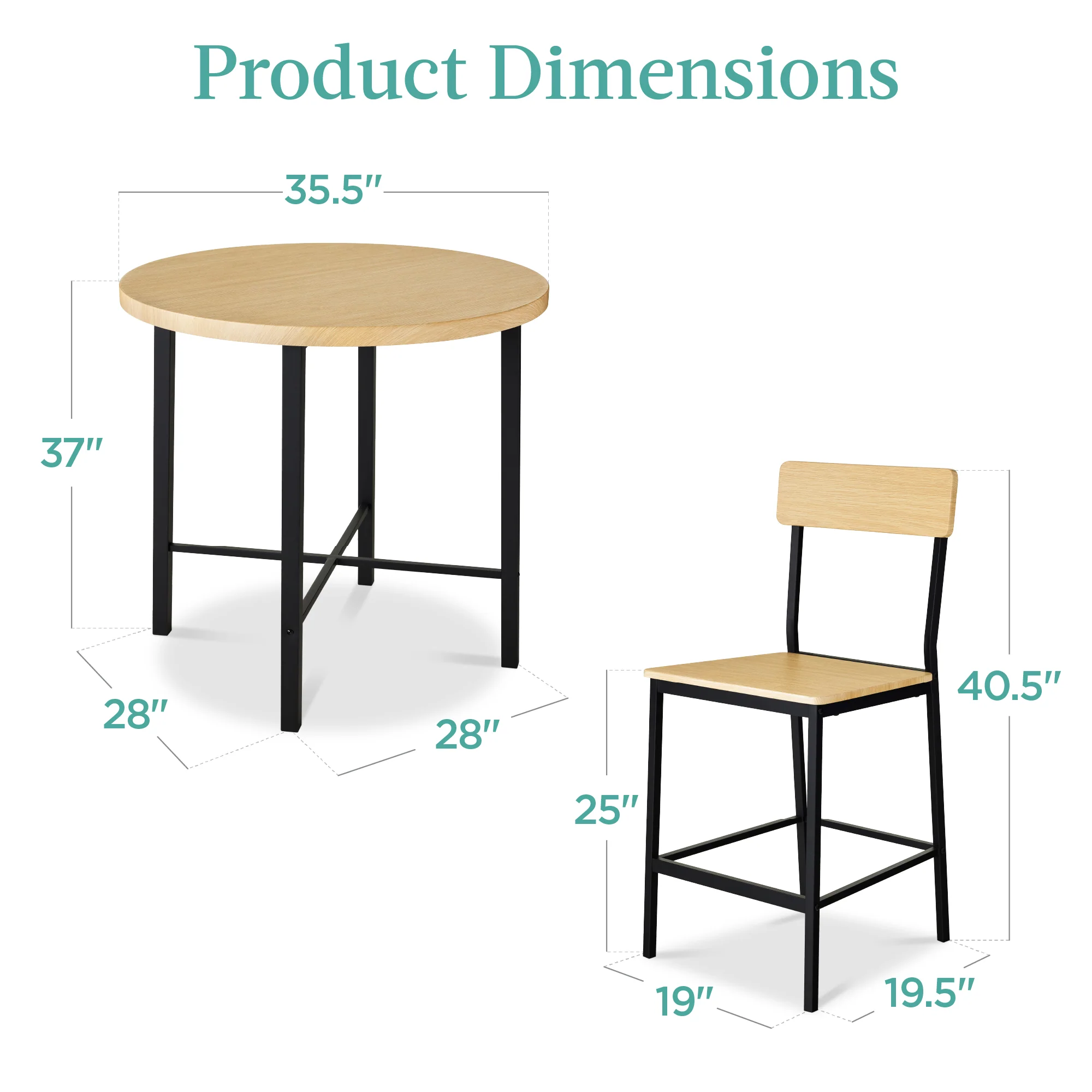 5-Piece Modern Round Counter Height Dining Set w/ 4 Chairs - Image 30