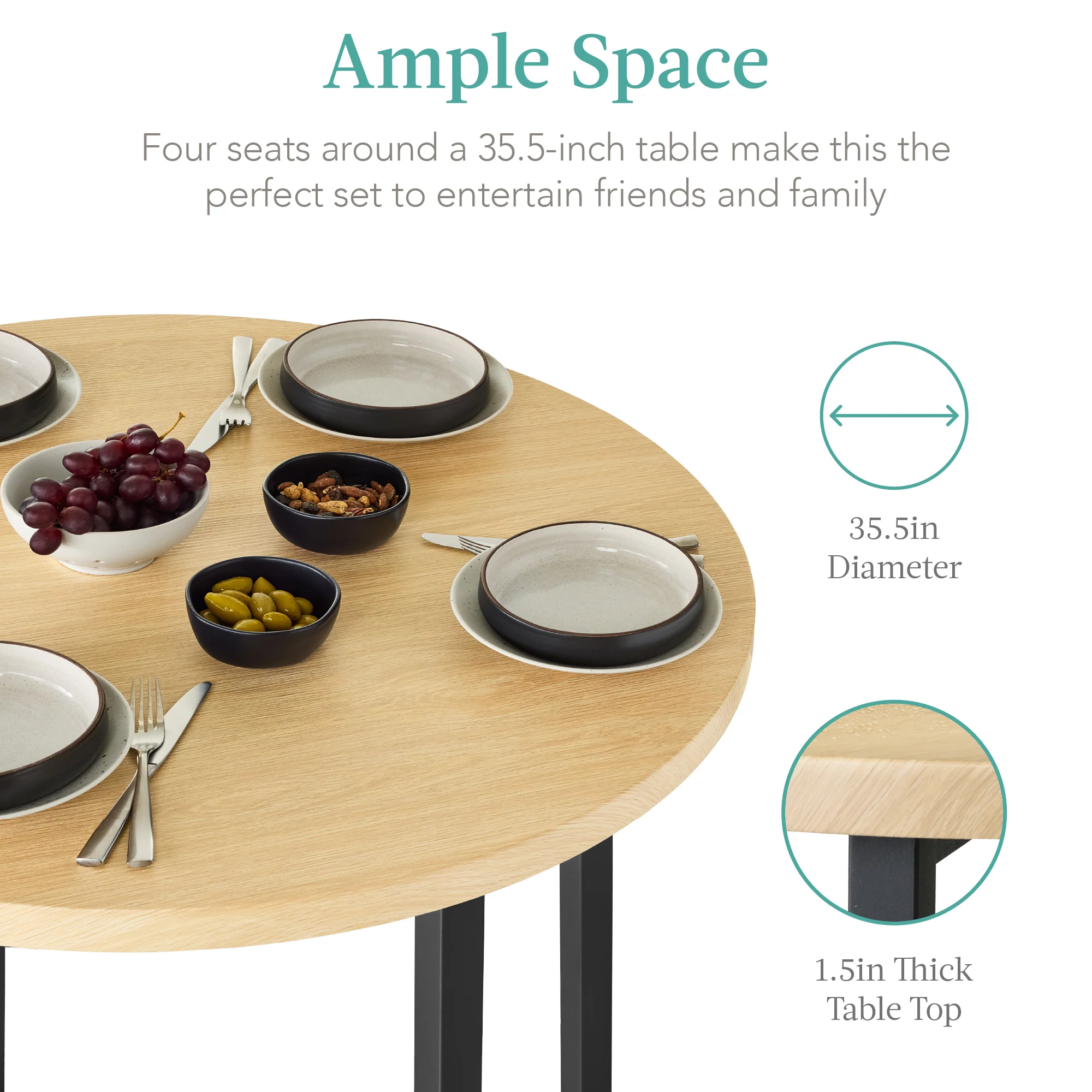 5-Piece Modern Round Counter Height Dining Set w/ 4 Chairs - Image 32