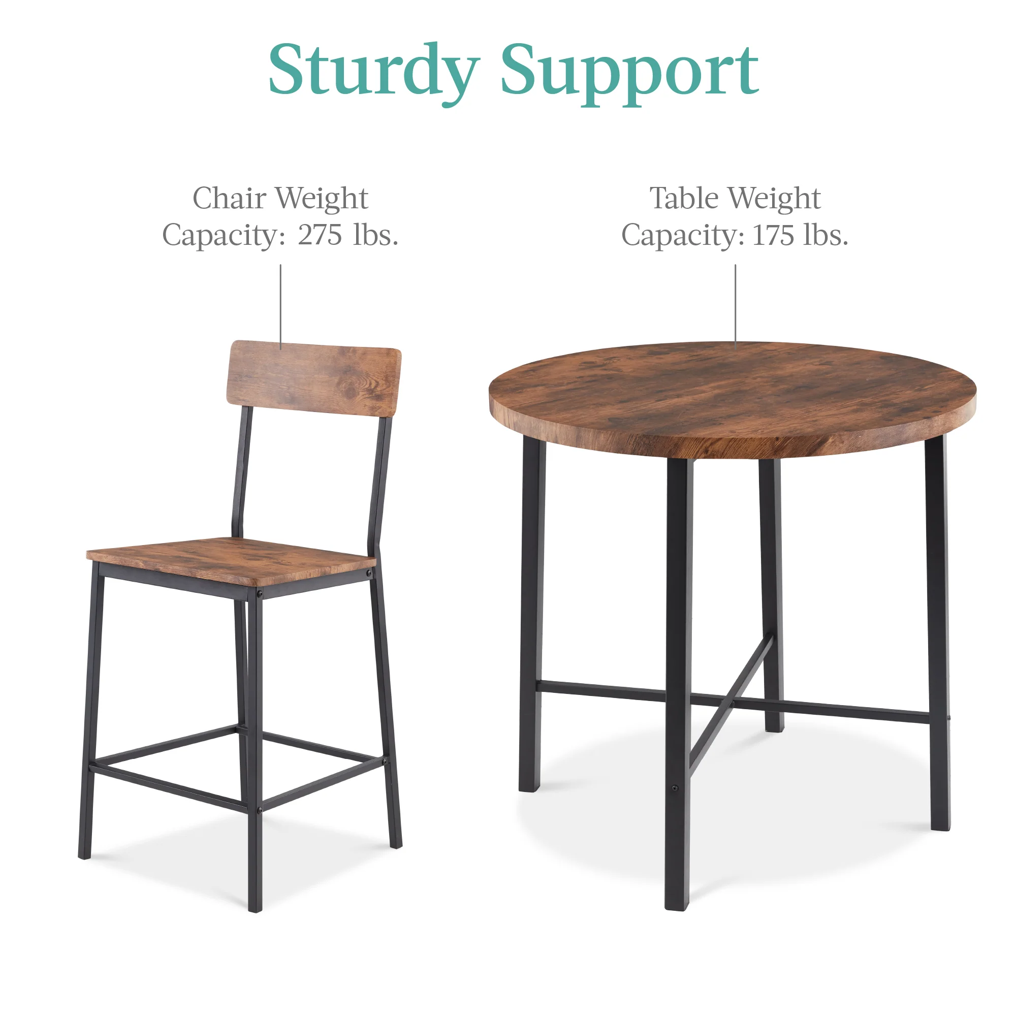 5-Piece Modern Round Counter Height Dining Set w/ 4 Chairs - Image 6