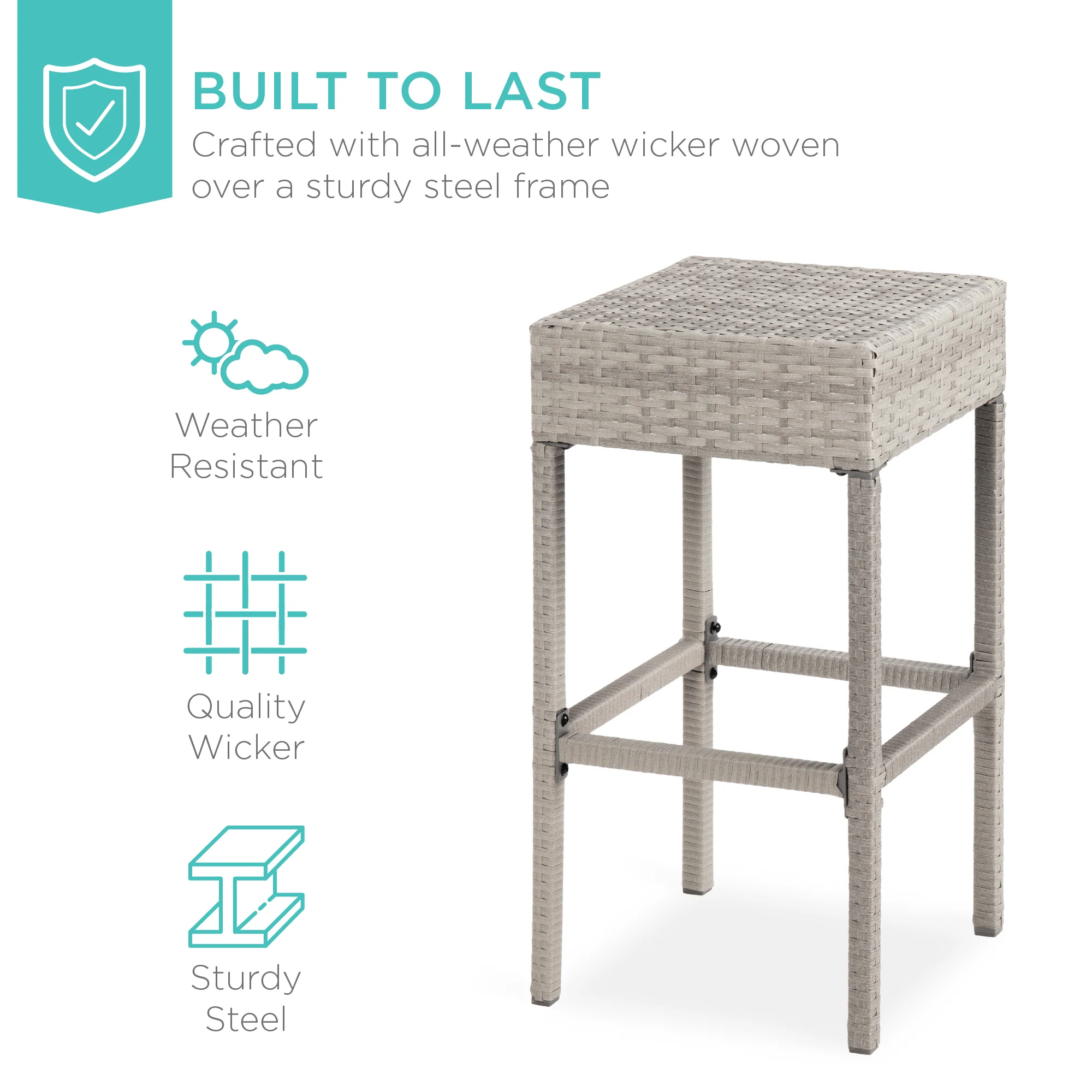 5-Piece Wicker Bar Set w/ 4 Stools, Built-In Bottle Opener, Hidden Storage - Image 19