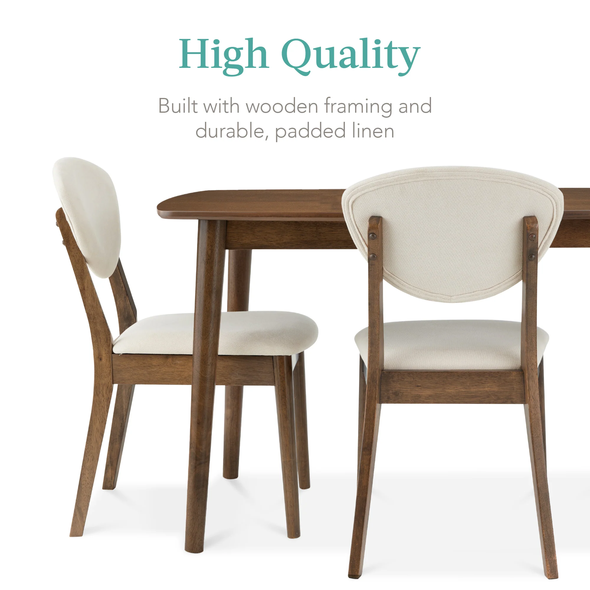 5-Piece Wooden Mid-Century Modern Dining Set w/ 4 Chairs, Padded Seat & Back - Image 19