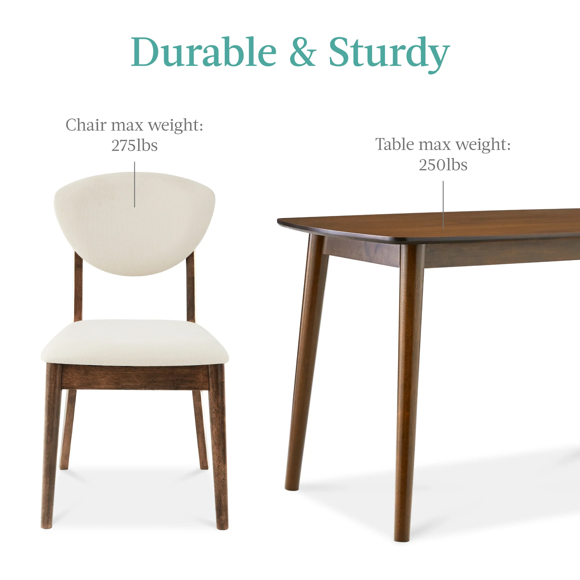 5-Piece Wooden Mid-Century Modern Dining Set w/ 4 Chairs, Padded Seat & Back - Image 20