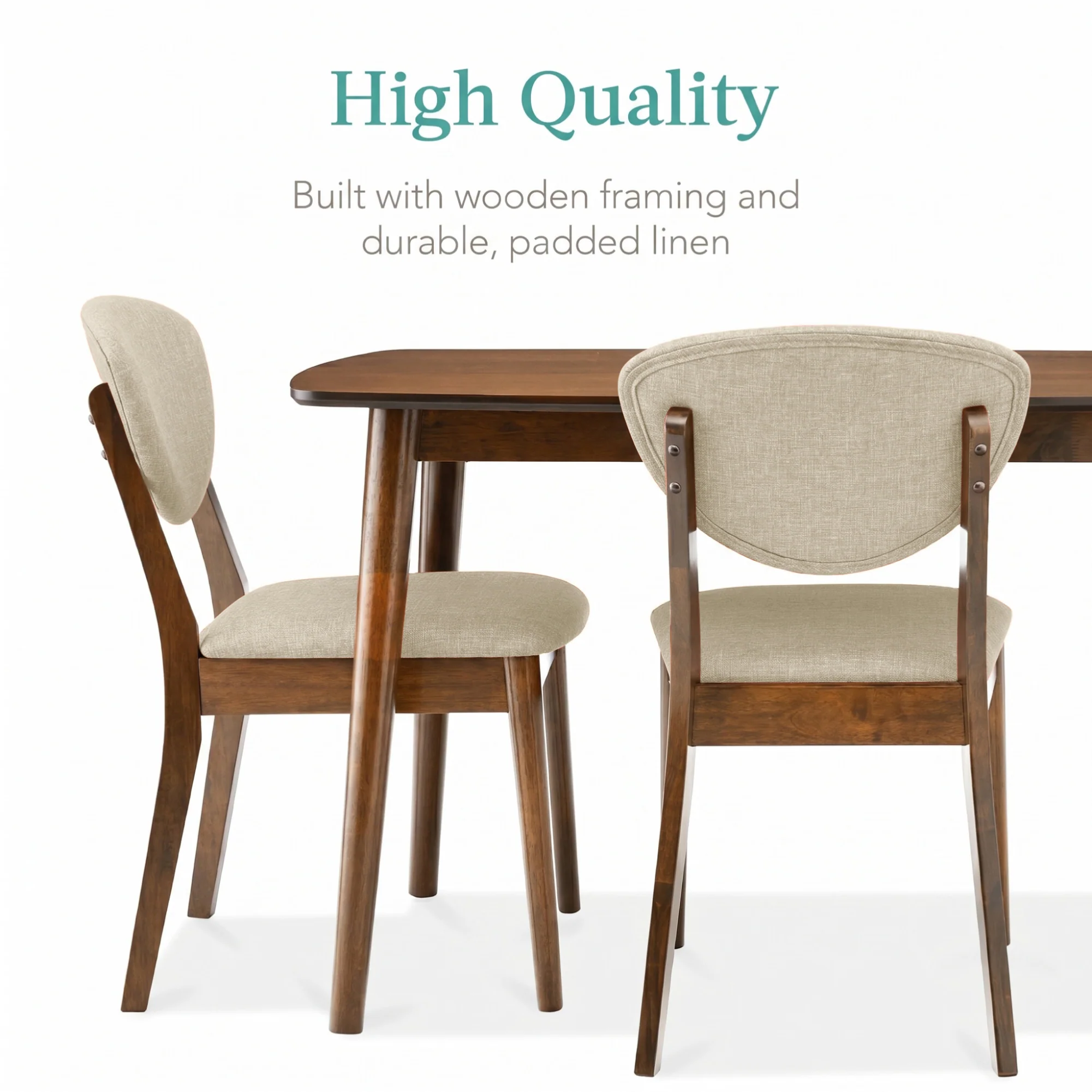 5-Piece Wooden Mid-Century Modern Dining Set w/ 4 Chairs, Padded Seat & Back - Image 26