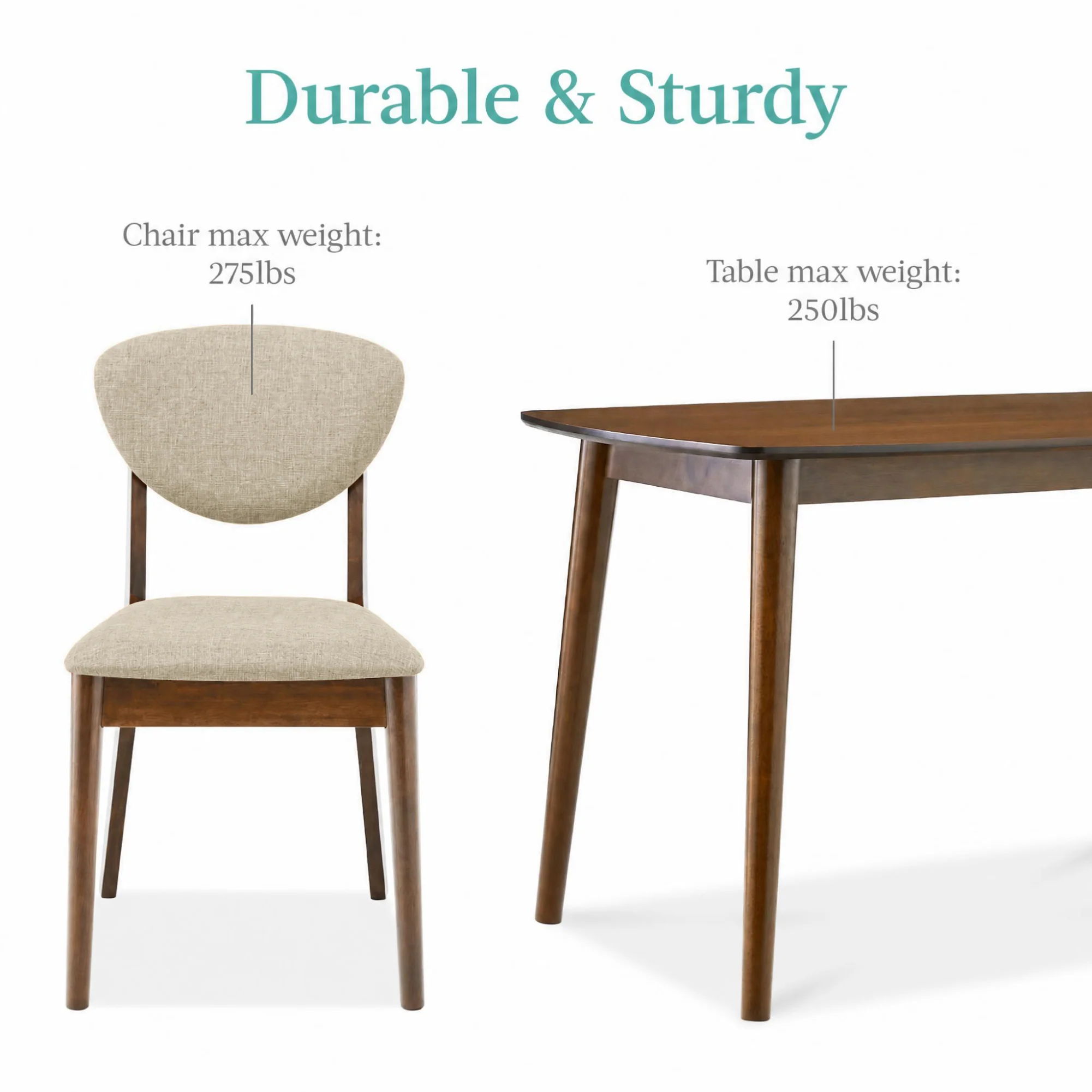 5-Piece Wooden Mid-Century Modern Dining Set w/ 4 Chairs, Padded Seat & Back - Image 27