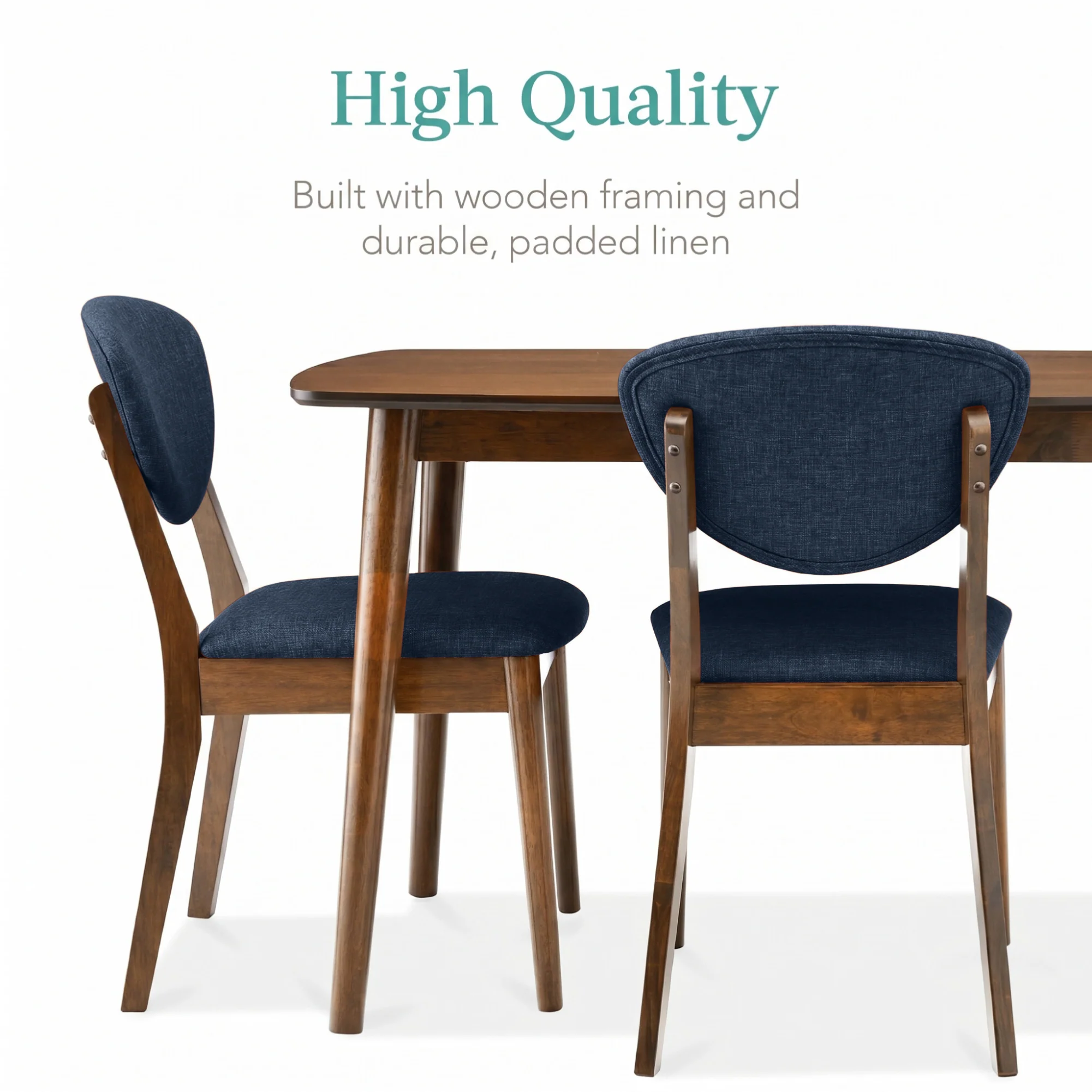 5-Piece Wooden Mid-Century Modern Dining Set w/ 4 Chairs, Padded Seat & Back - Image 33