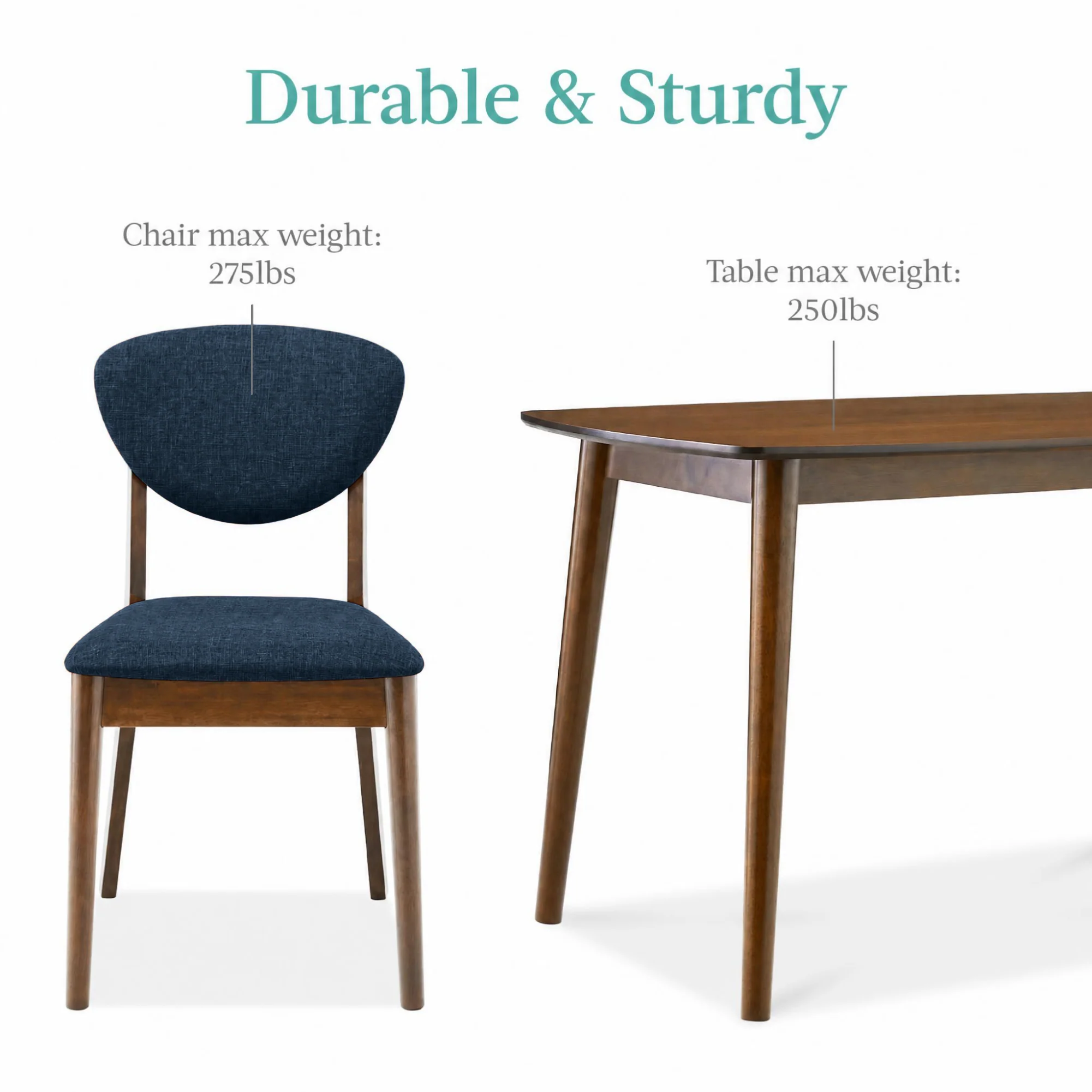 5-Piece Wooden Mid-Century Modern Dining Set w/ 4 Chairs, Padded Seat & Back - Image 34