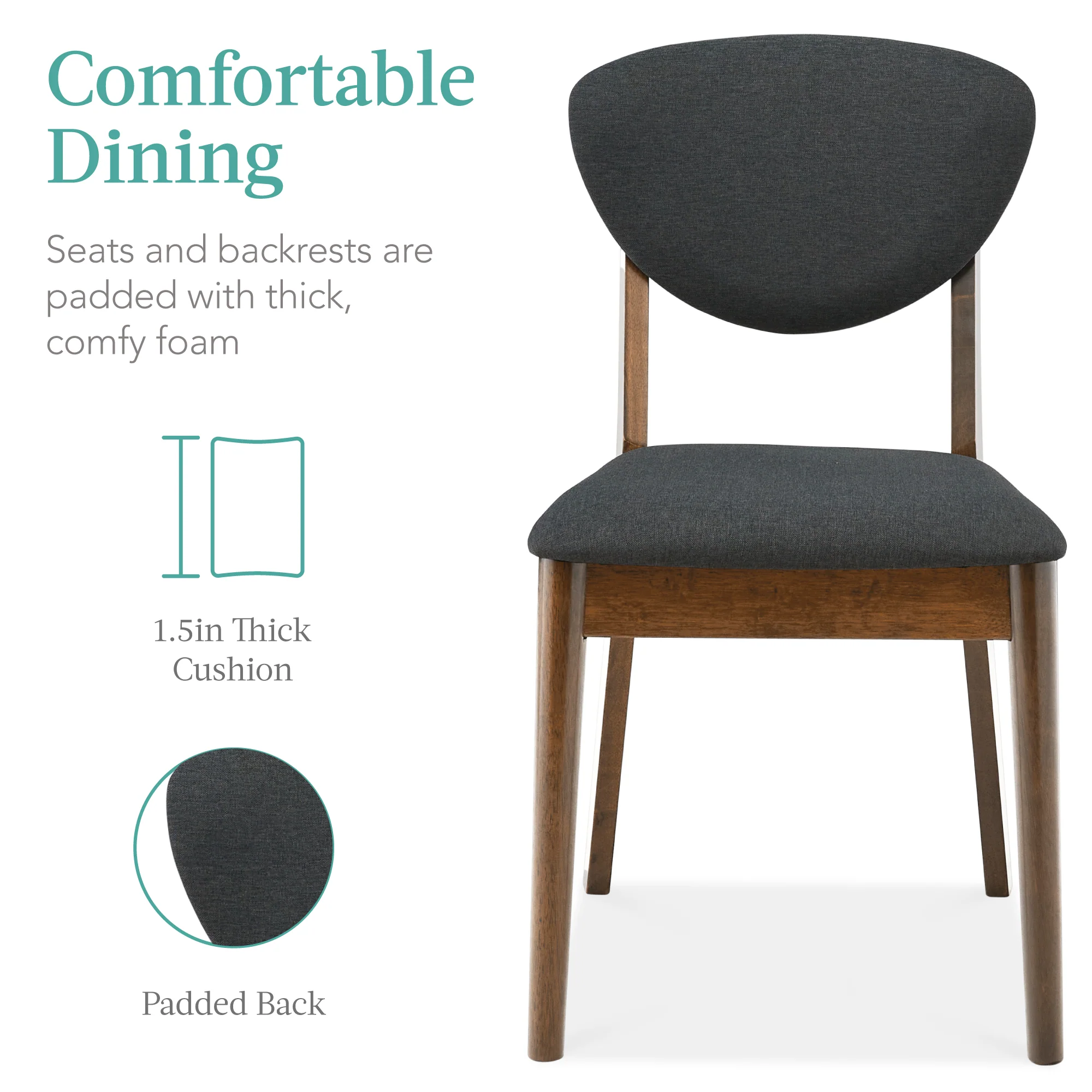 5-Piece Wooden Mid-Century Modern Dining Set w/ 4 Chairs, Padded Seat & Back - Image 38
