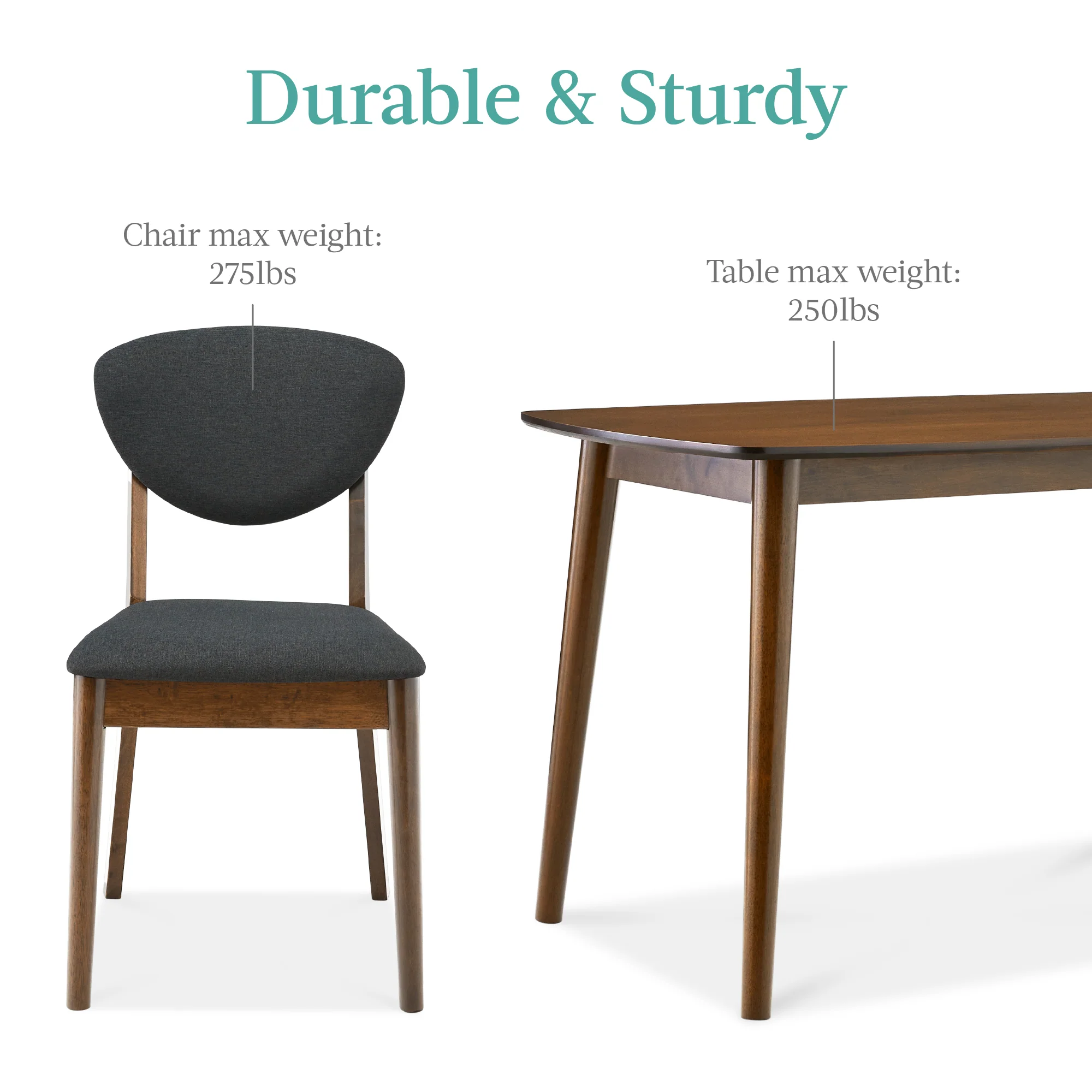 5-Piece Wooden Mid-Century Modern Dining Set w/ 4 Chairs, Padded Seat & Back - Image 41