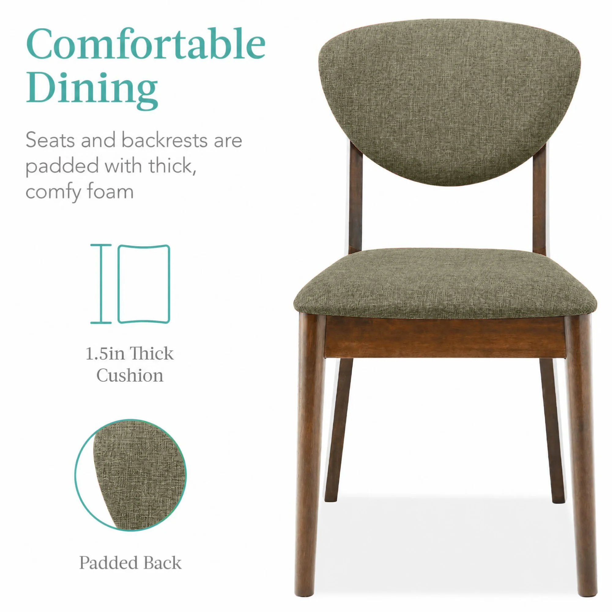 5-Piece Wooden Mid-Century Modern Dining Set w/ 4 Chairs, Padded Seat & Back - Image 45