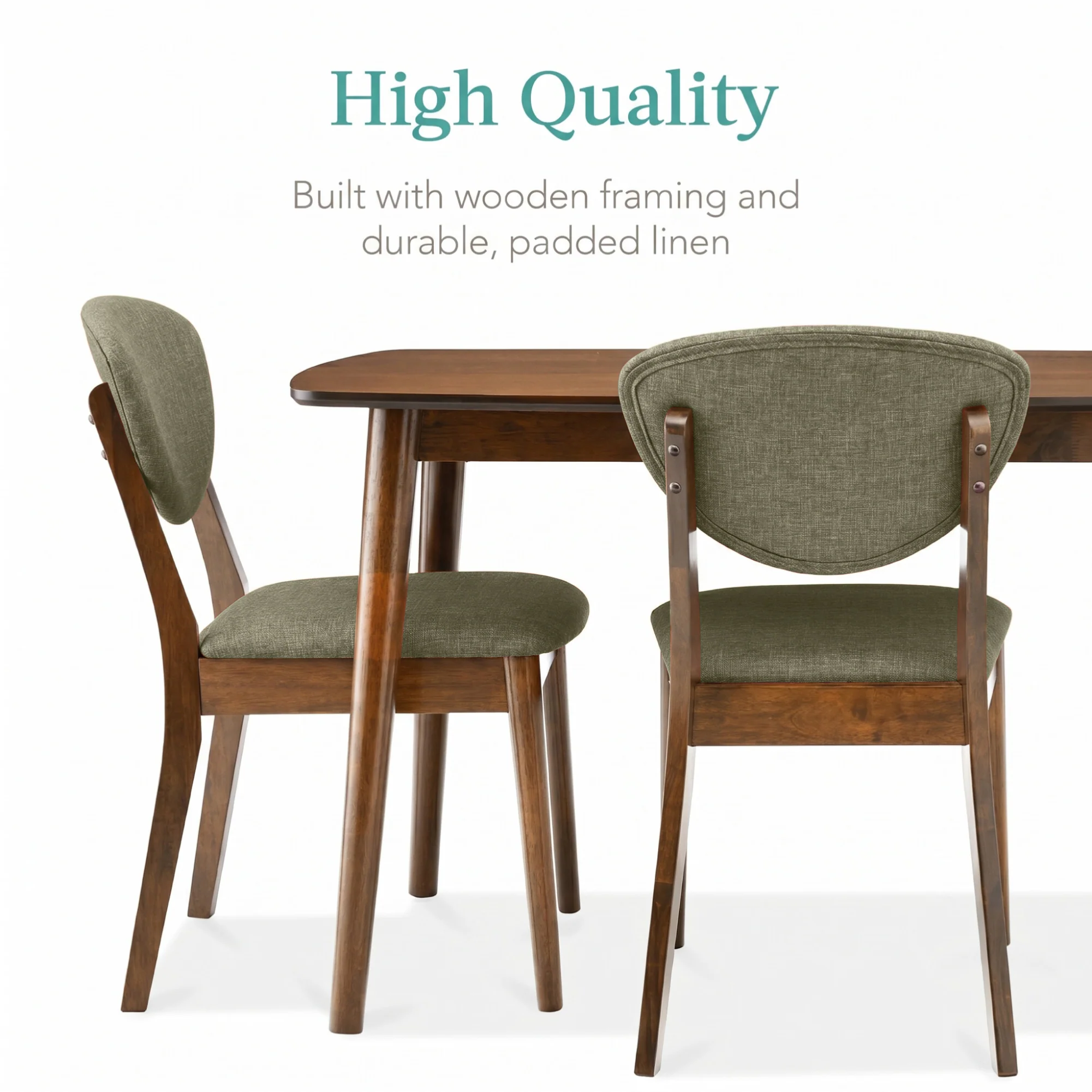 5-Piece Wooden Mid-Century Modern Dining Set w/ 4 Chairs, Padded Seat & Back - Image 47