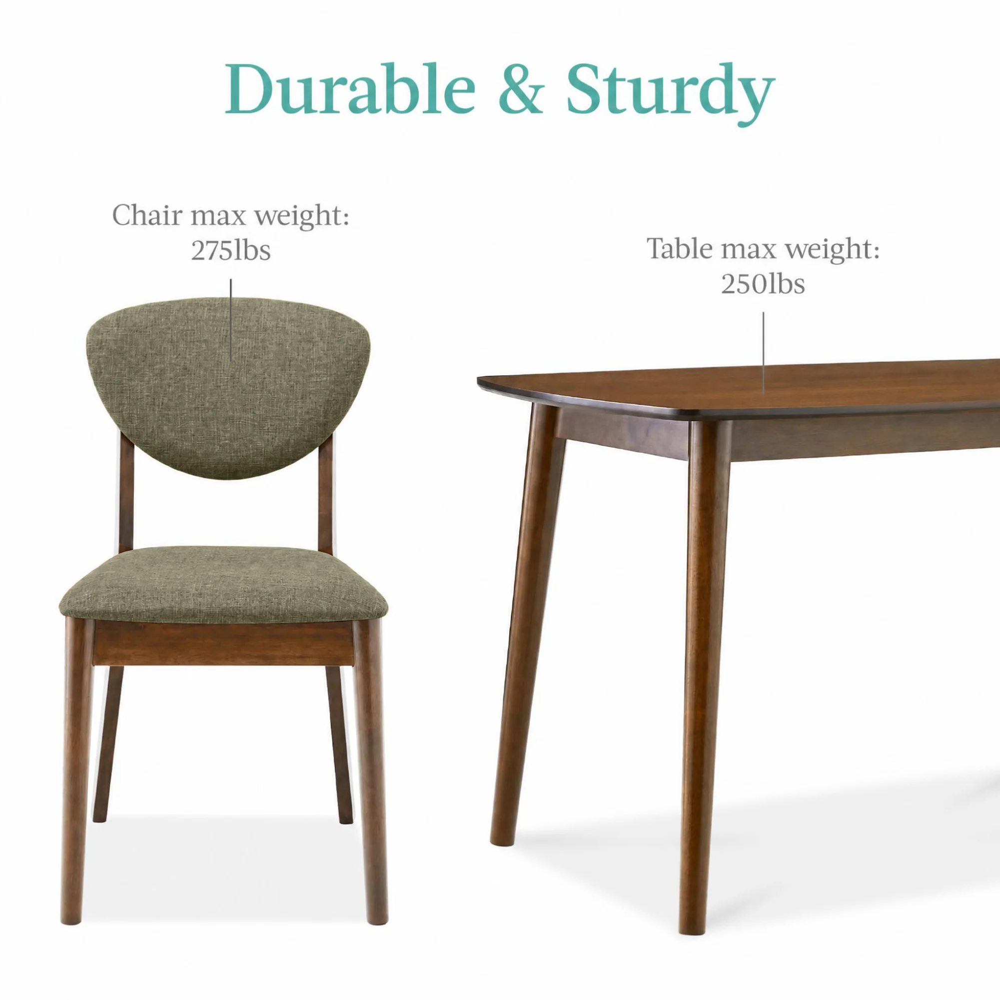 5-Piece Wooden Mid-Century Modern Dining Set w/ 4 Chairs, Padded Seat & Back - Image 48