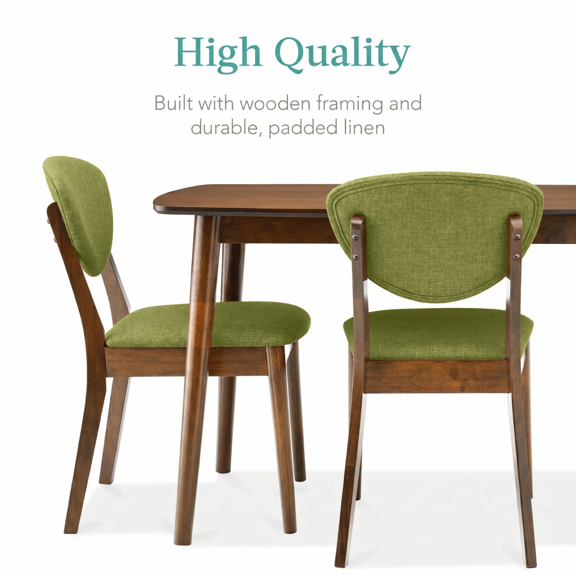 5-Piece Wooden Mid-Century Modern Dining Set w/ 4 Chairs, Padded Seat & Back - Image 5
