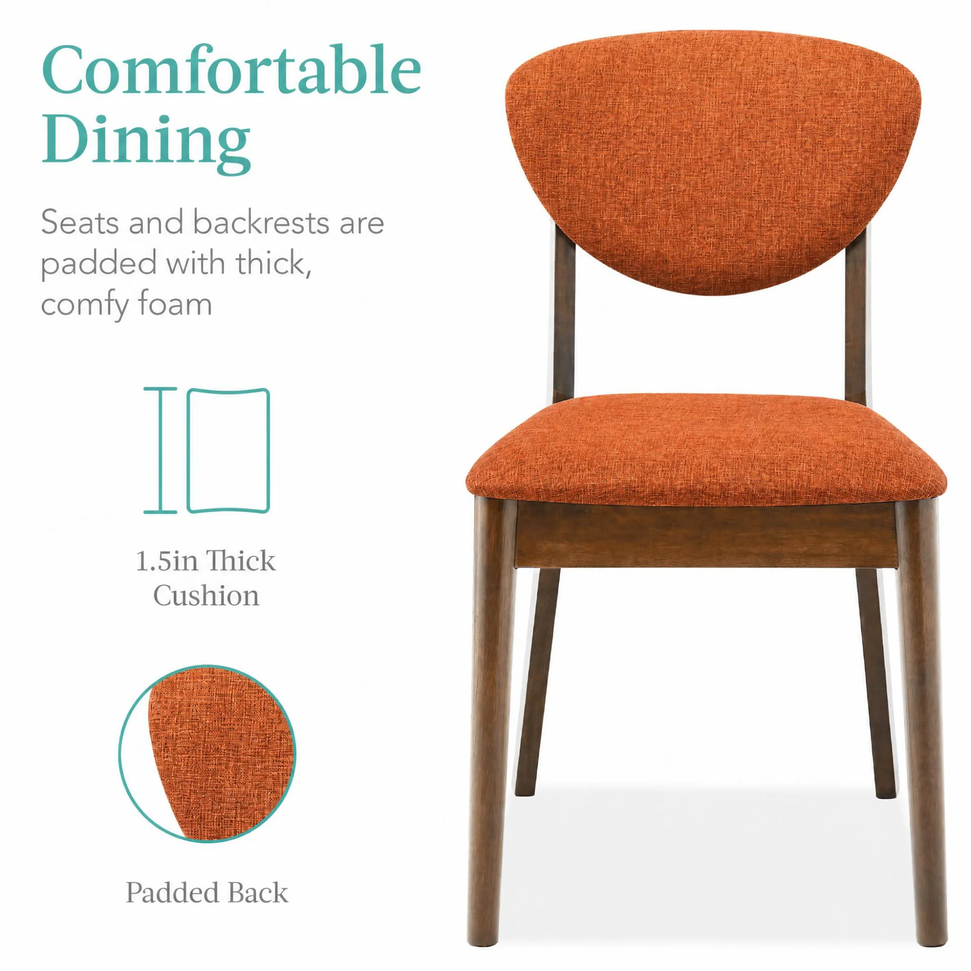 5-Piece Wooden Mid-Century Modern Dining Set w/ 4 Chairs, Padded Seat & Back - Image 52