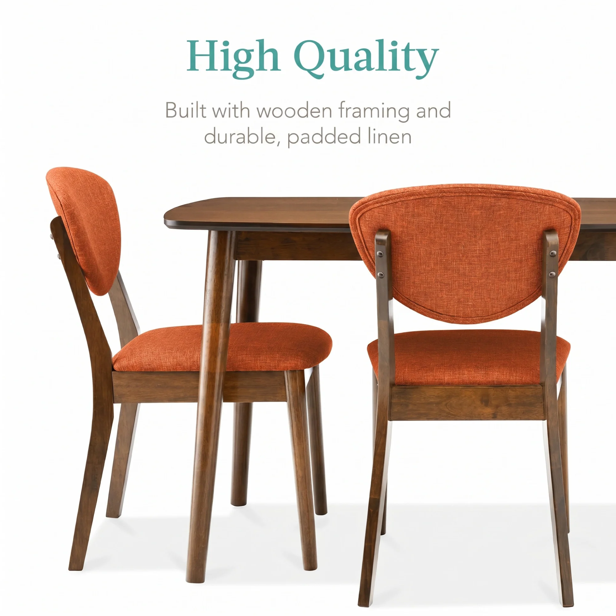 5-Piece Wooden Mid-Century Modern Dining Set w/ 4 Chairs, Padded Seat & Back - Image 54