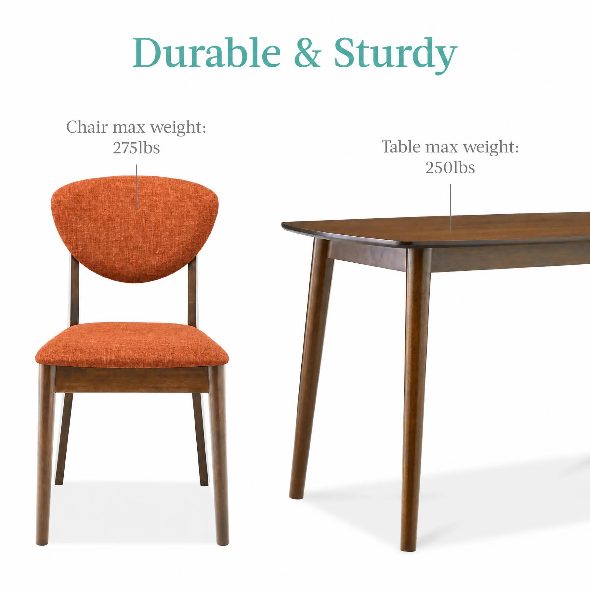 5-Piece Wooden Mid-Century Modern Dining Set w/ 4 Chairs, Padded Seat & Back - Image 55