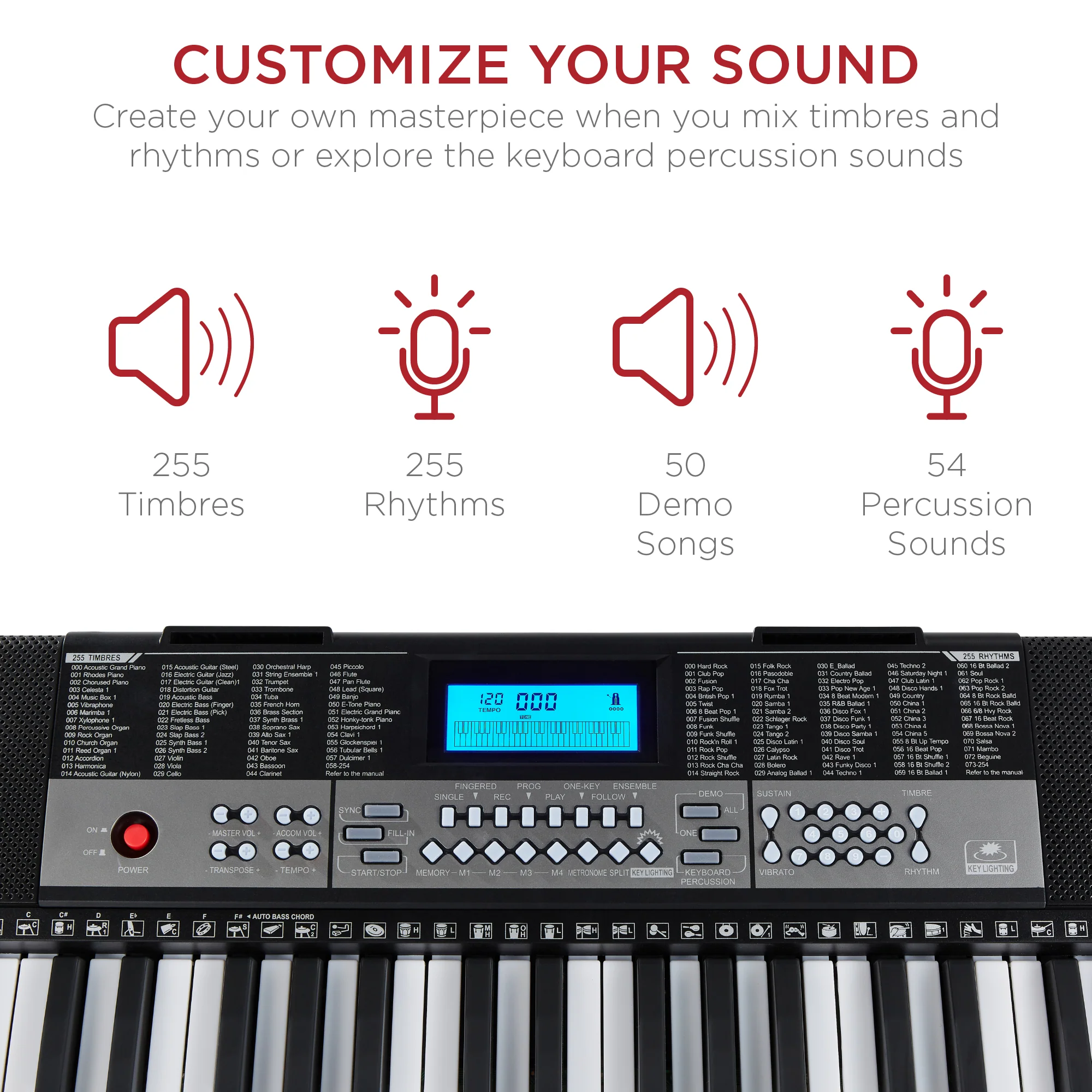 54-Key Beginners Electronic Keyboard Piano Set w/ Lighted Keys, LCD Screen - Image 3