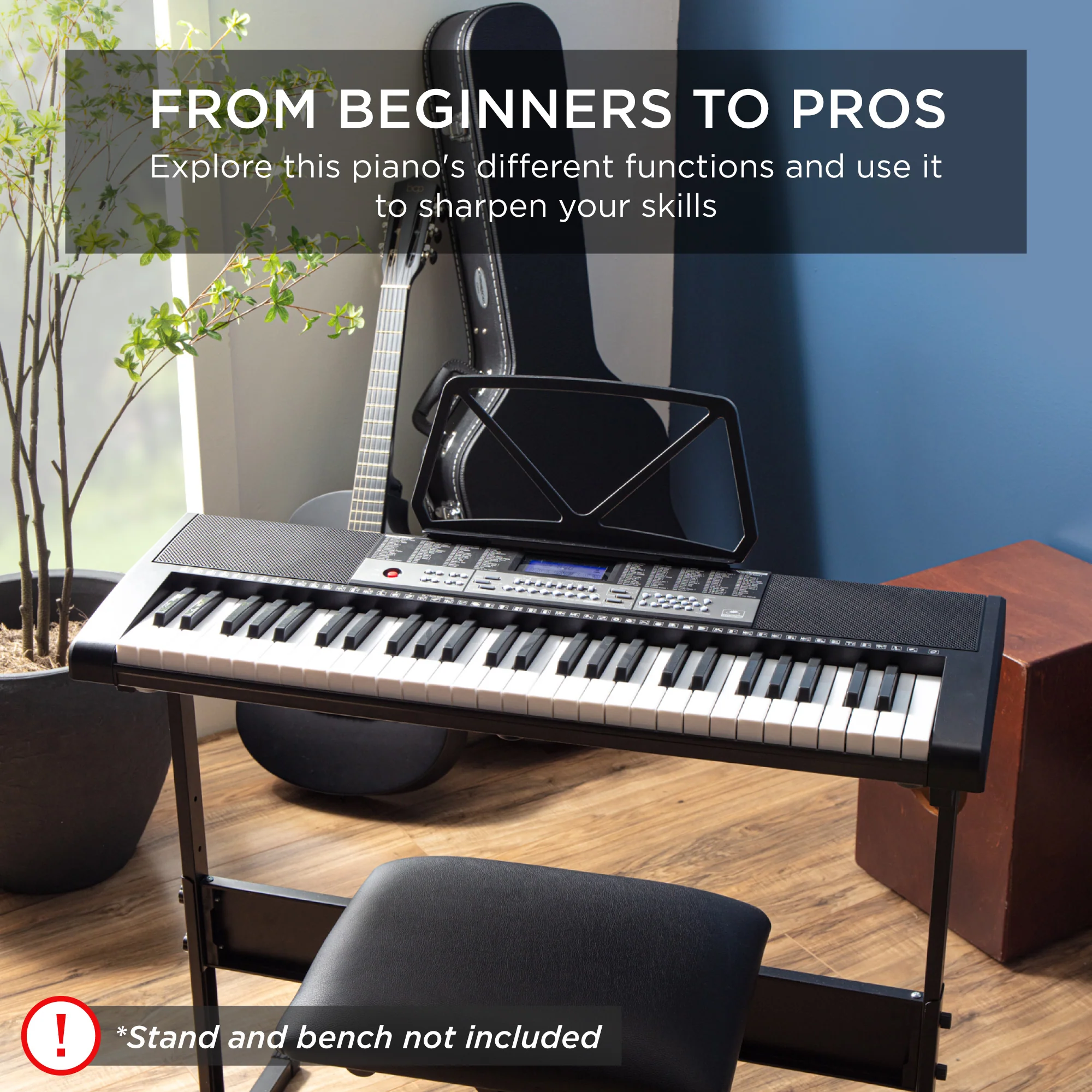 54-Key Beginners Electronic Keyboard Piano Set w/ Lighted Keys, LCD Screen - Image 6