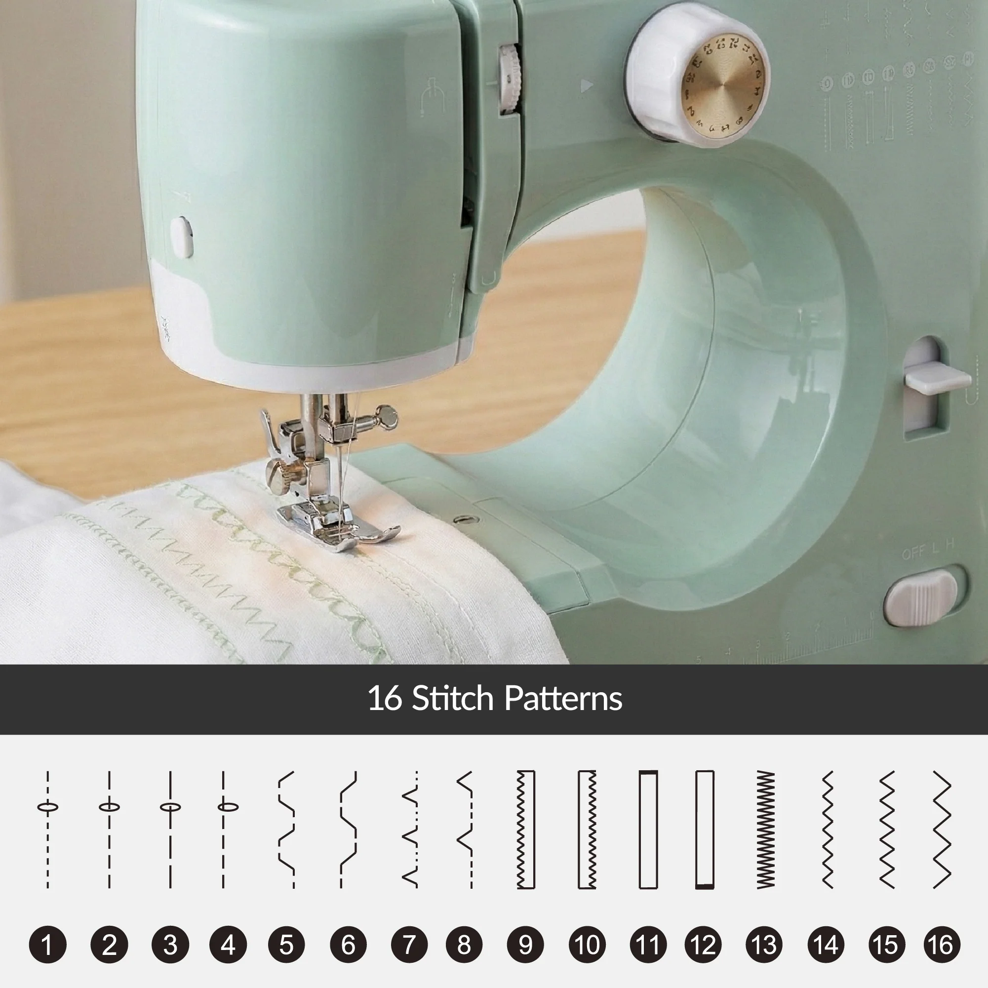 55-Piece Sewing Machine Kit for Beginners w/ 16 Stitch Patterns - Image 3