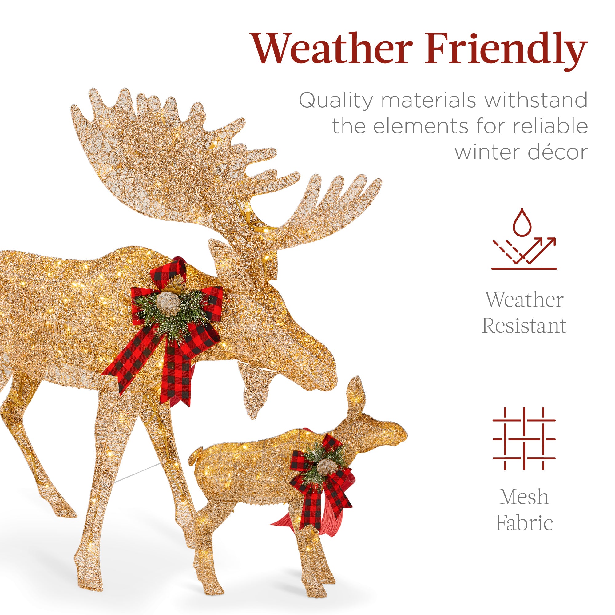 5ft 2-Piece Moose Family Lighted Outdoor Christmas Decor Set w/ LED Lights - Image 19