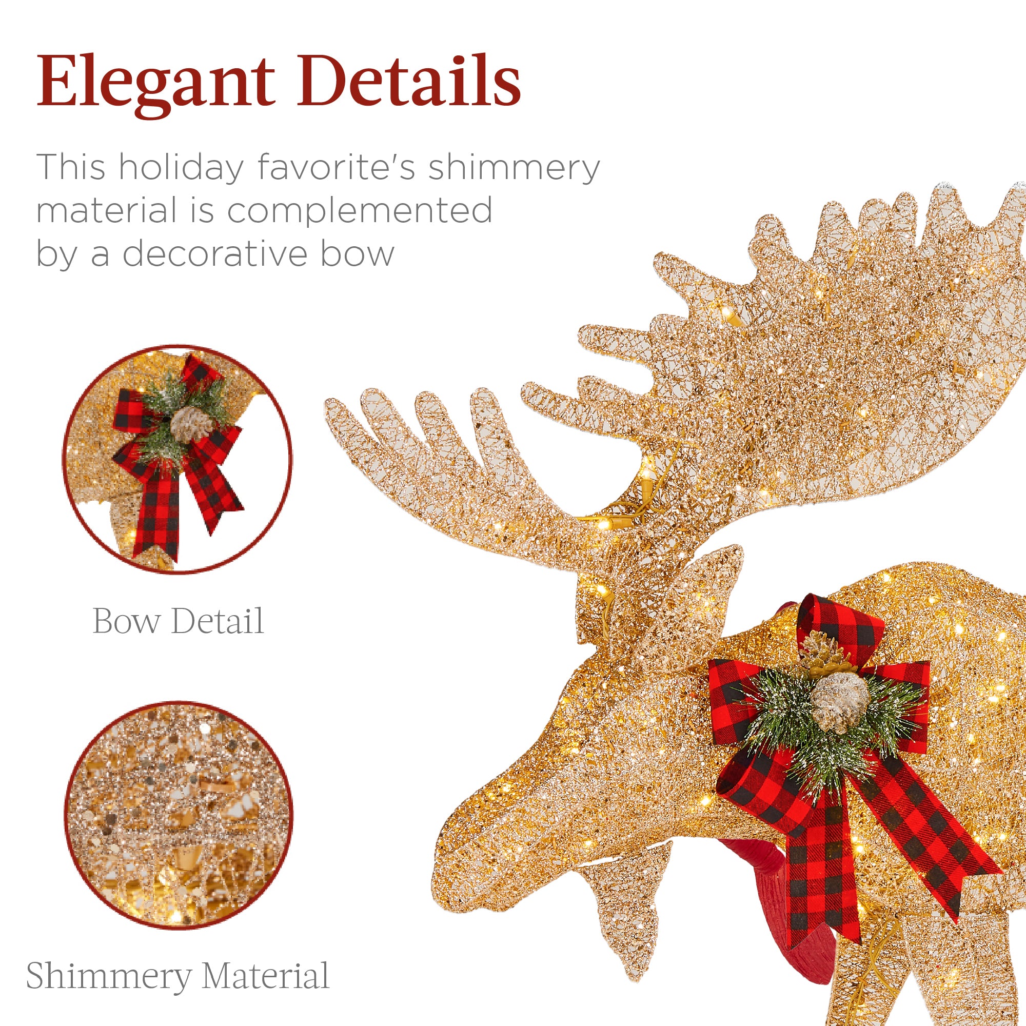 5ft 2-Piece Moose Family Lighted Outdoor Christmas Decor Set w/ LED Lights - Image 20