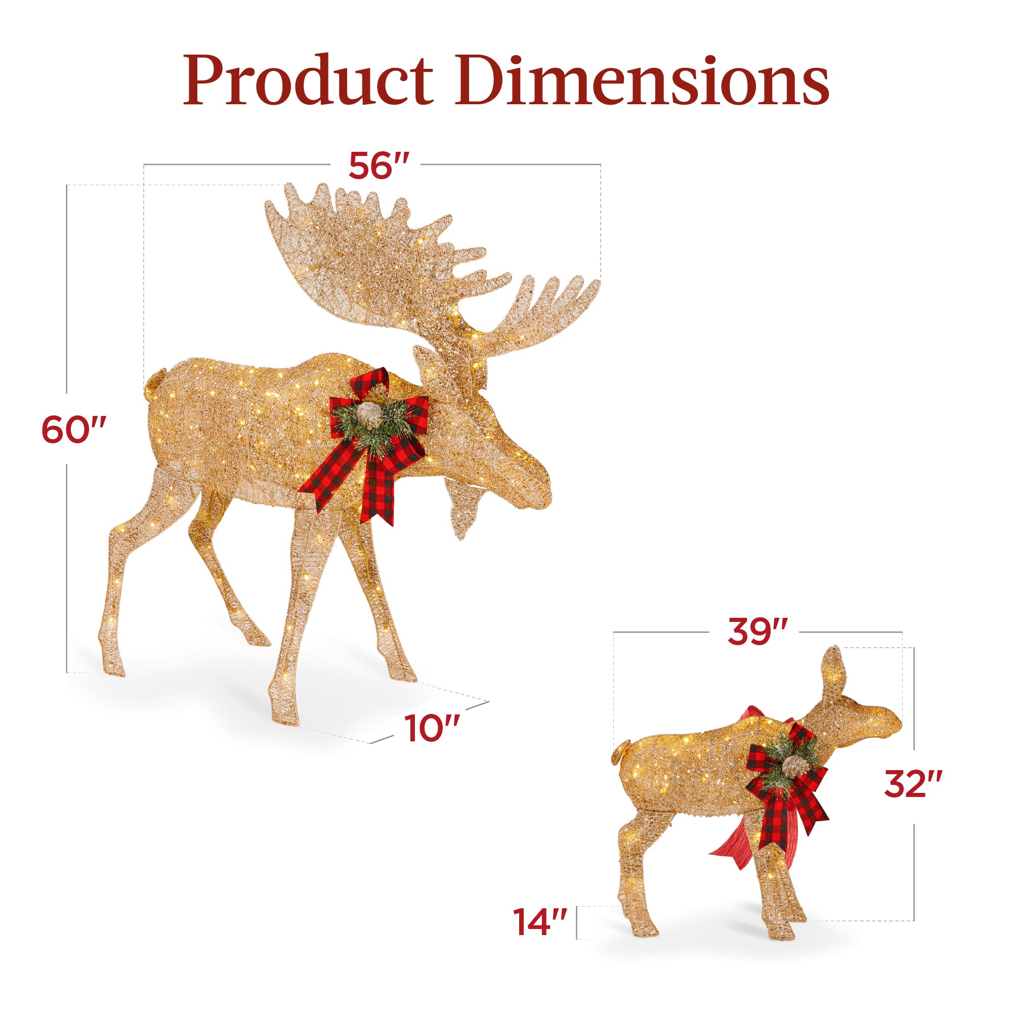 5ft 2-Piece Moose Family Lighted Outdoor Christmas Decor Set w/ LED Lights - Image 21
