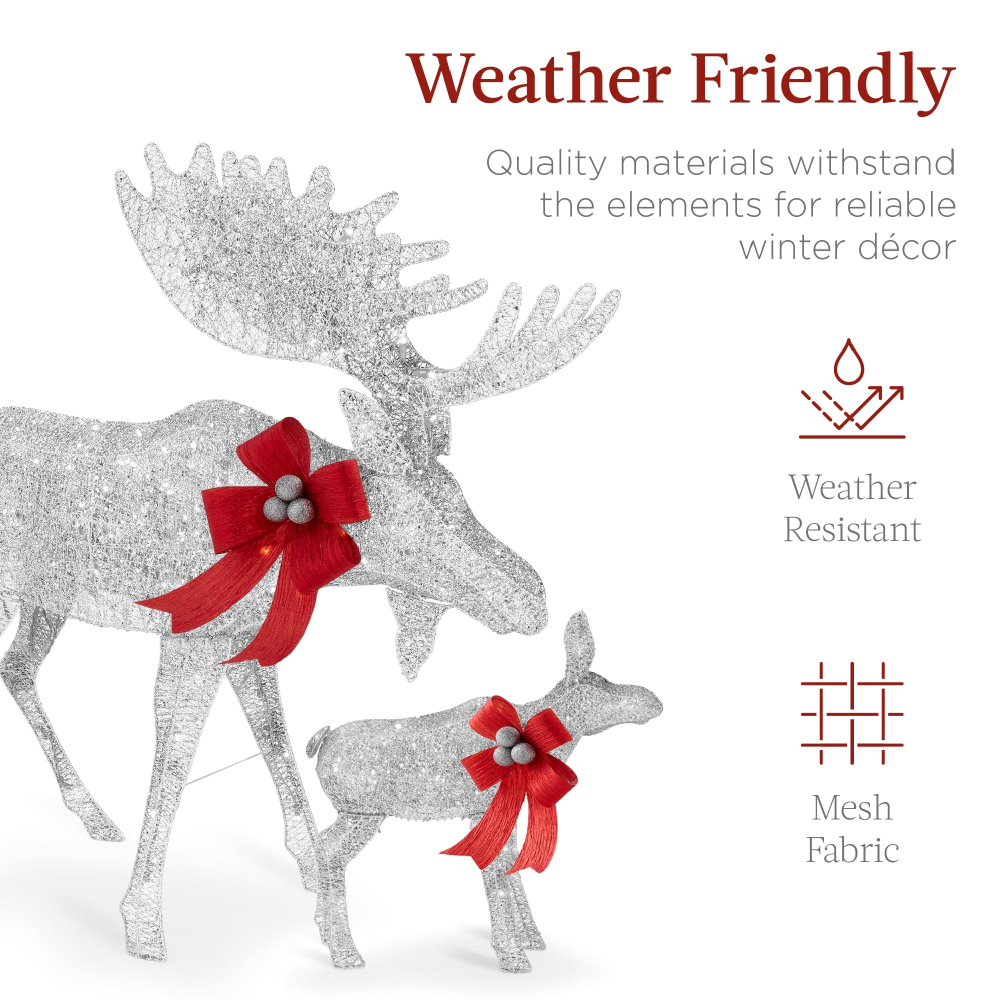 5ft 2-Piece Moose Family Lighted Outdoor Christmas Decor Set w/ LED Lights - Image 26
