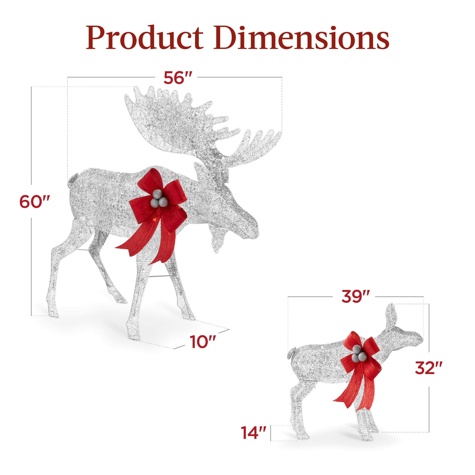5ft 2-Piece Moose Family Lighted Outdoor Christmas Decor Set w/ LED Lights - Image 28