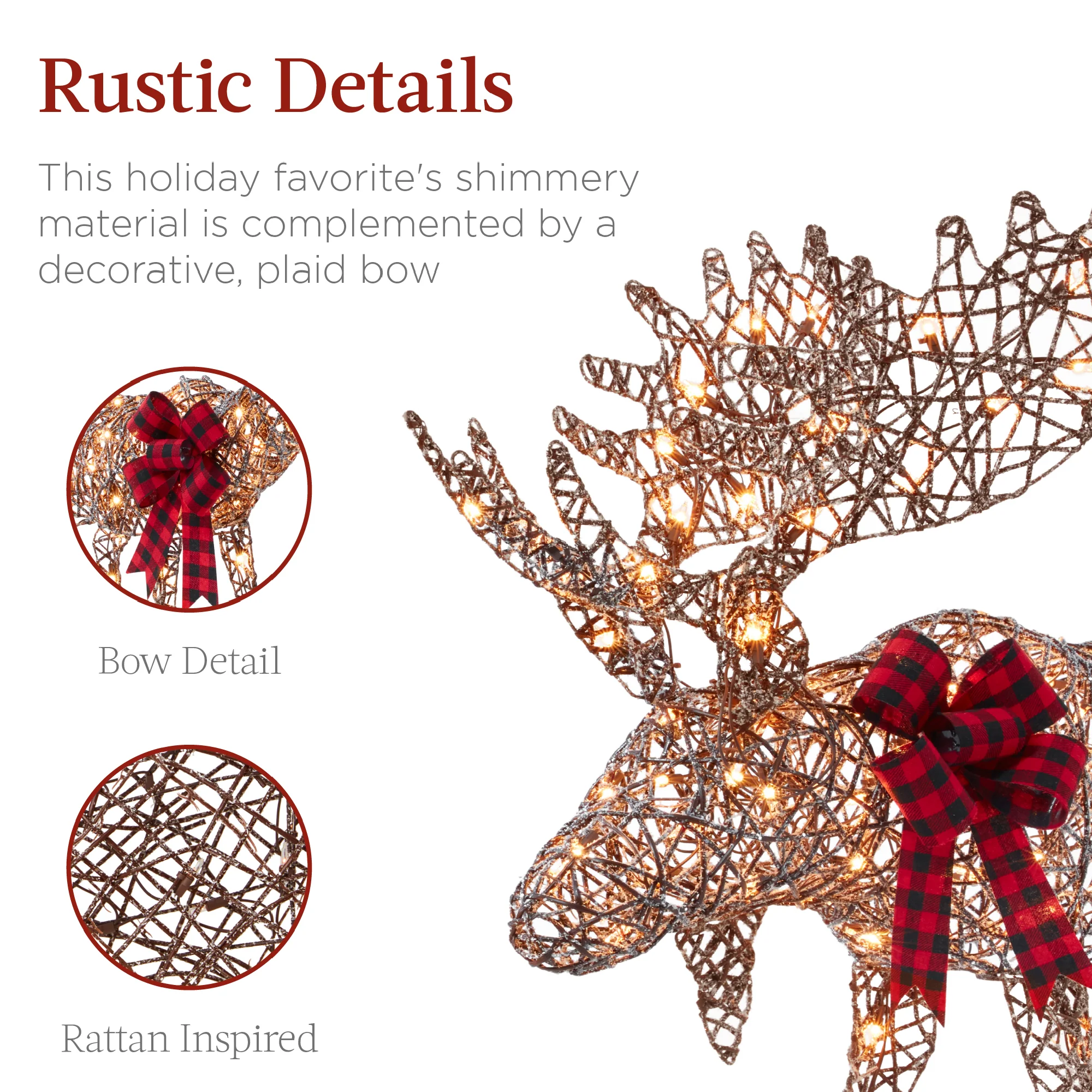 5ft 2-Piece Moose Family Lighted Outdoor Christmas Decor Set w/ LED Lights - Image 6