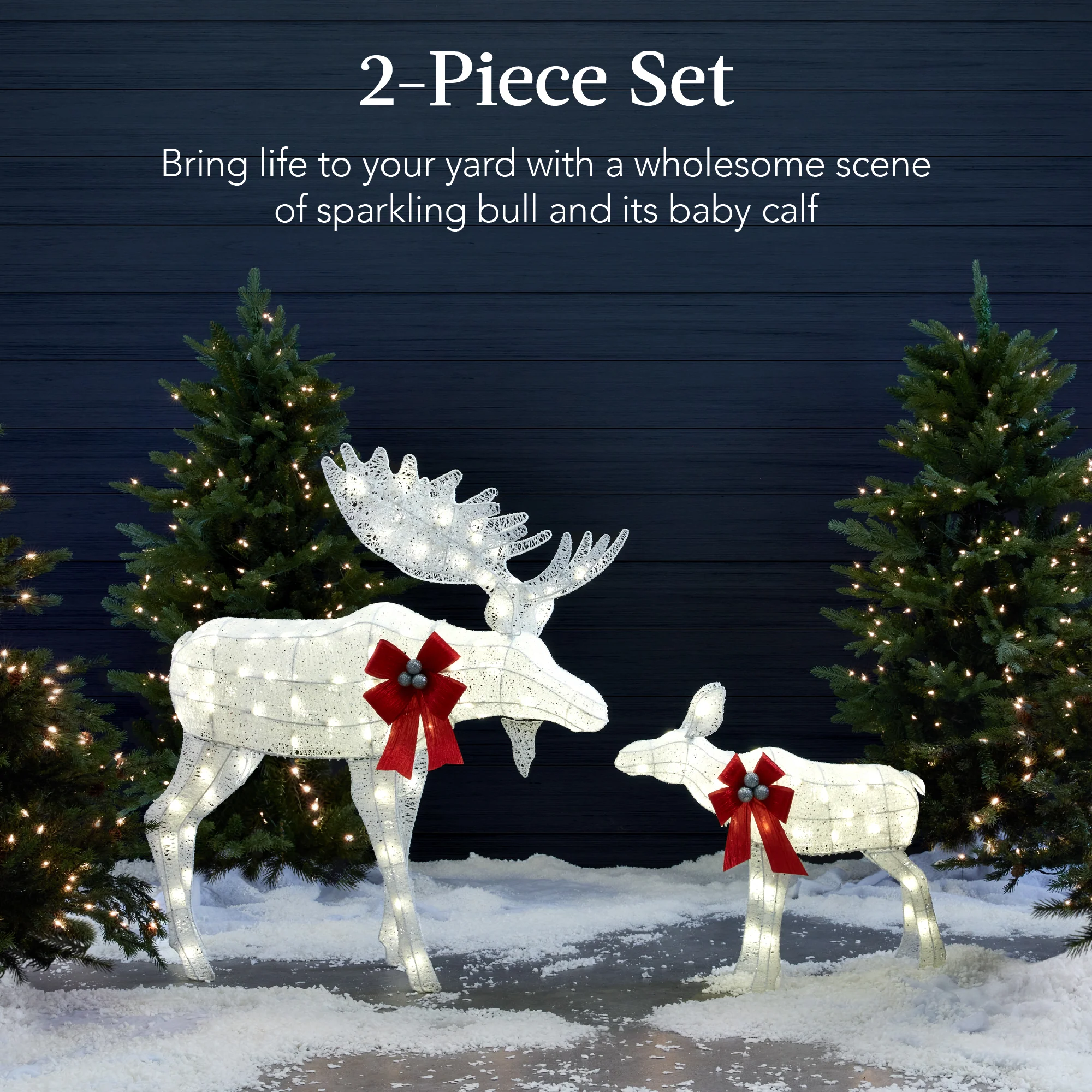 5ft 2-Piece Moose Family Lighted Outdoor Christmas Decor Set w/ LED Lights - Image 9