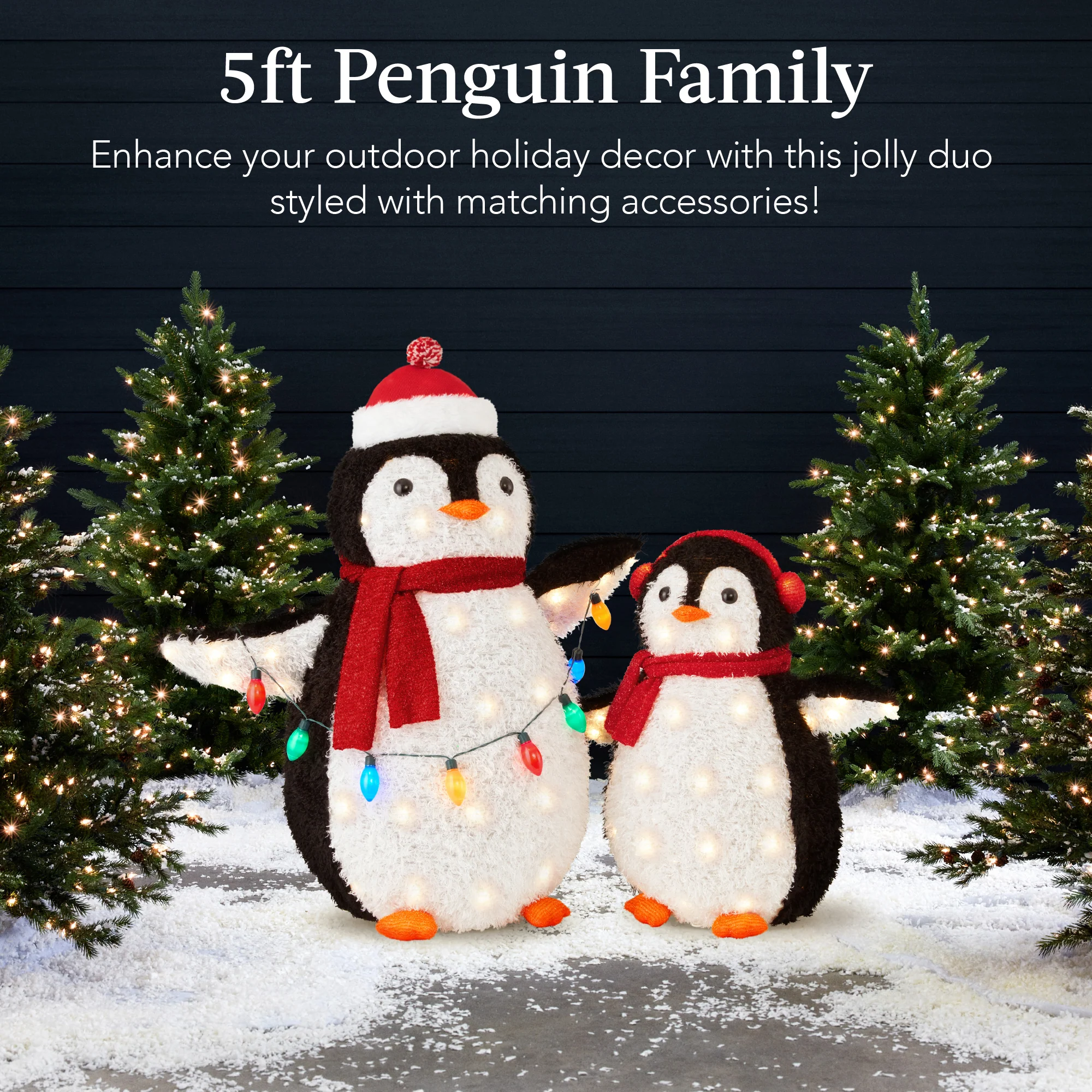 5Ft Lighted Penguin Family, 210 LEDs, XL Pop Up Outdoor Christmas Yard Decor - Image 3