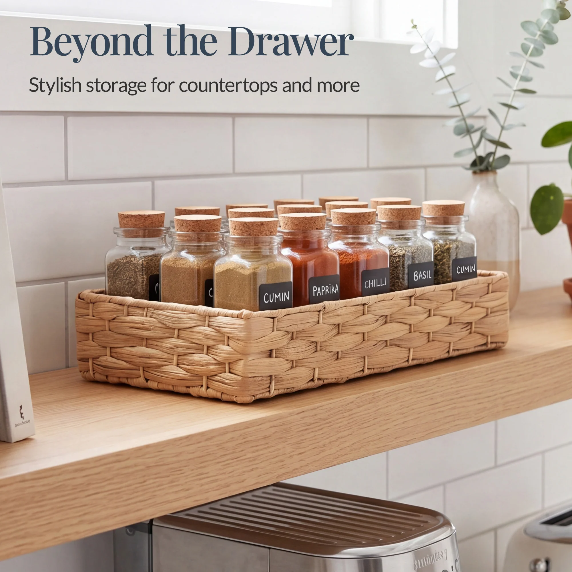 5PC Flatware Organizer Set, Woven Modular Silverware & Utensil Drawer Trays - Image 12