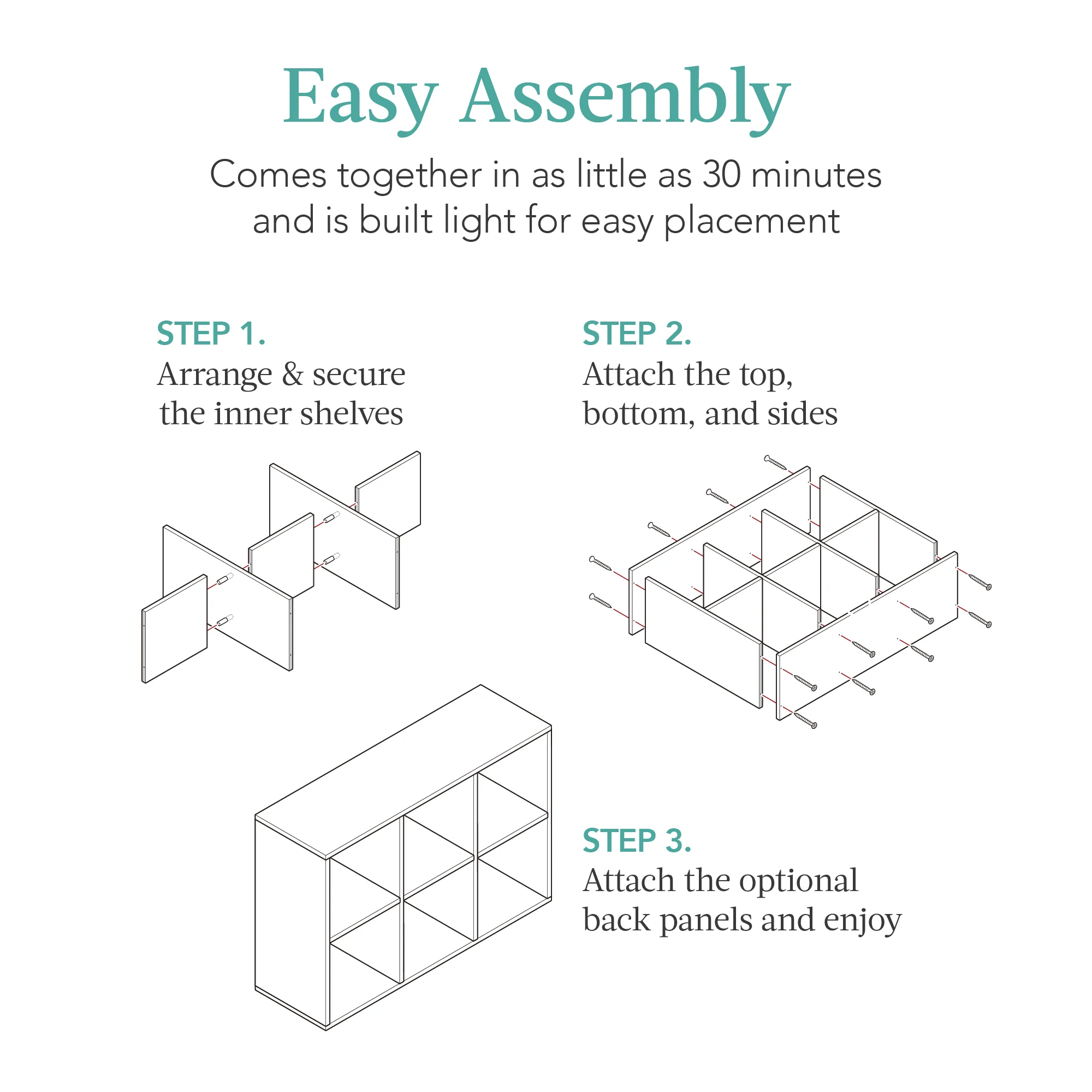 6-Cube Bookshelf, 11in Storage Display w/ Removable Panels, Customizable - Image 103