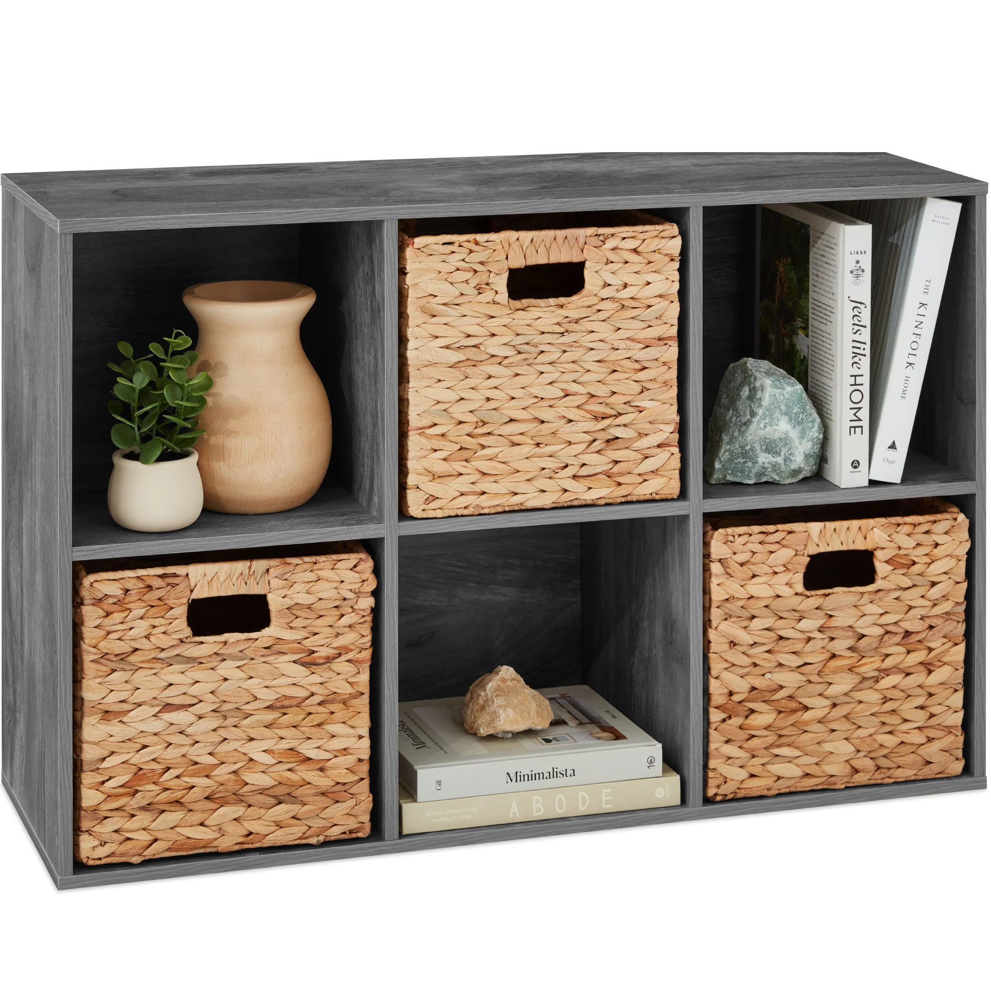 6-Cube Bookshelf, 11in Storage Display w/ Removable Panels, Customizable - Image 17