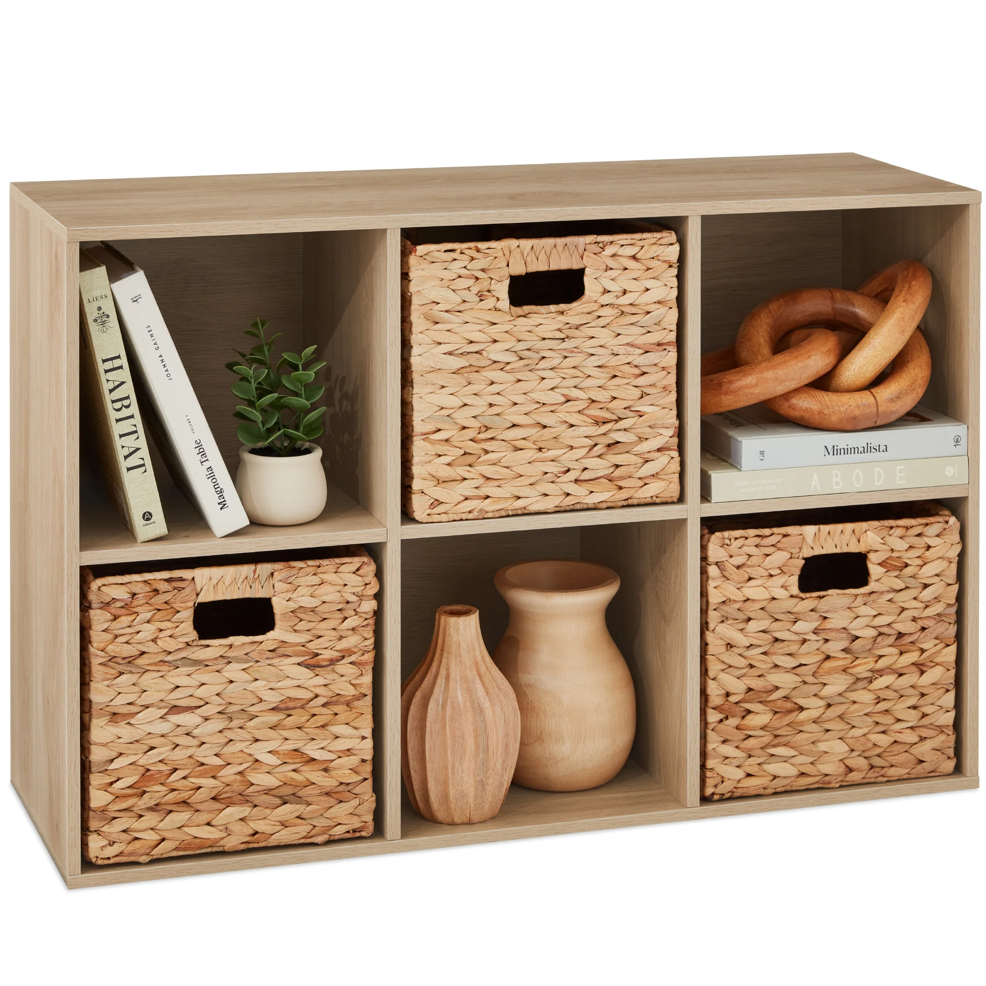 6-Cube Bookshelf, 11in Storage Display w/ Removable Panels, Customizable - Image 25