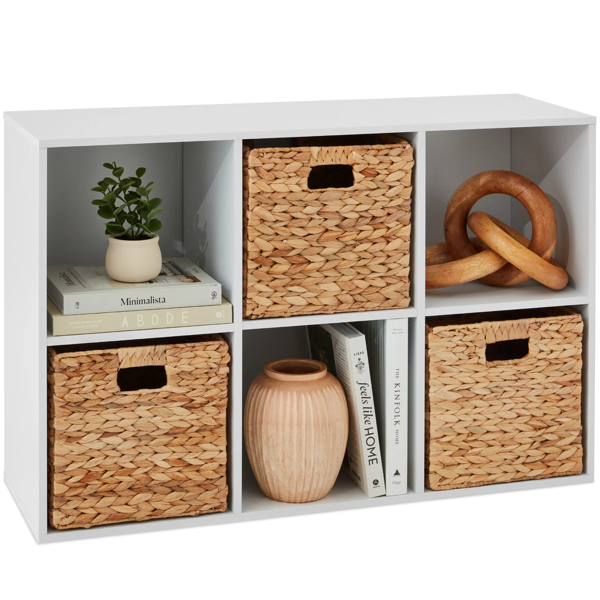 6-Cube Bookshelf, 11in Storage Display w/ Removable Panels, Customizable - Image 41
