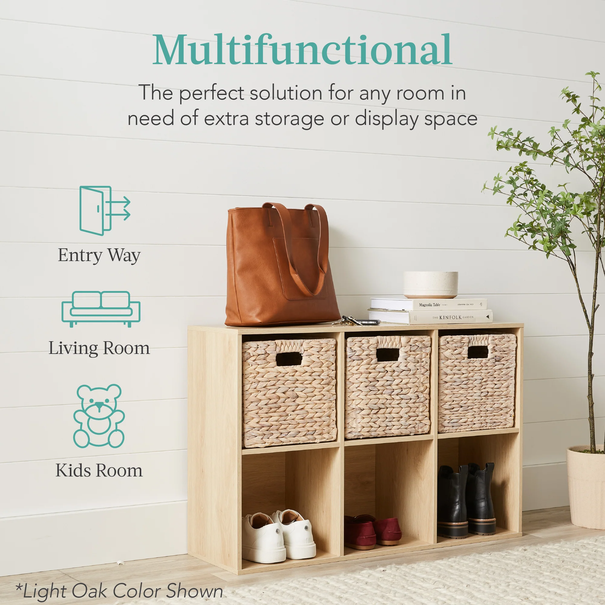 6-Cube Bookshelf, 11in Storage Display w/ Removable Panels, Customizable - Image 60