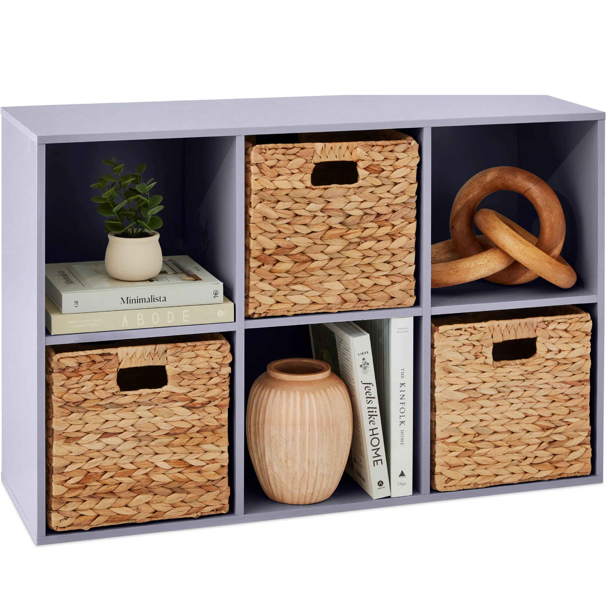 6-Cube Bookshelf, 11in Storage Display w/ Removable Panels, Customizable - Image 65