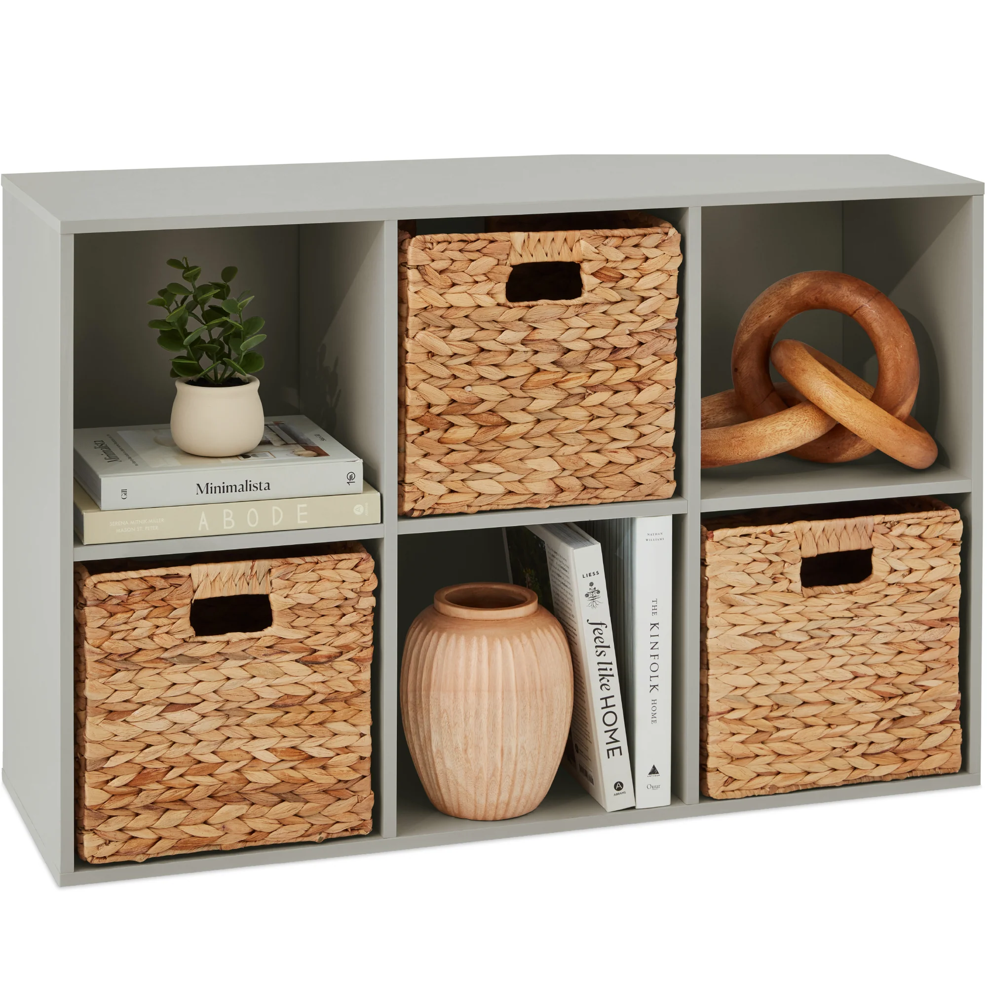 6-Cube Bookshelf, 11in Storage Display w/ Removable Panels, Customizable - Image 9