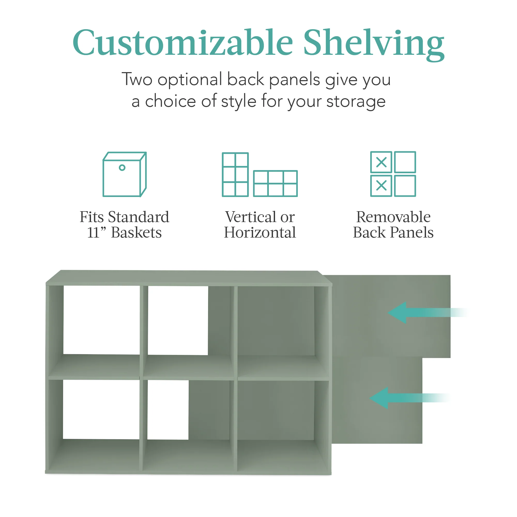 6-Cube Bookshelf, 11in Storage Display w/ Removable Panels, Customizable - Image 91