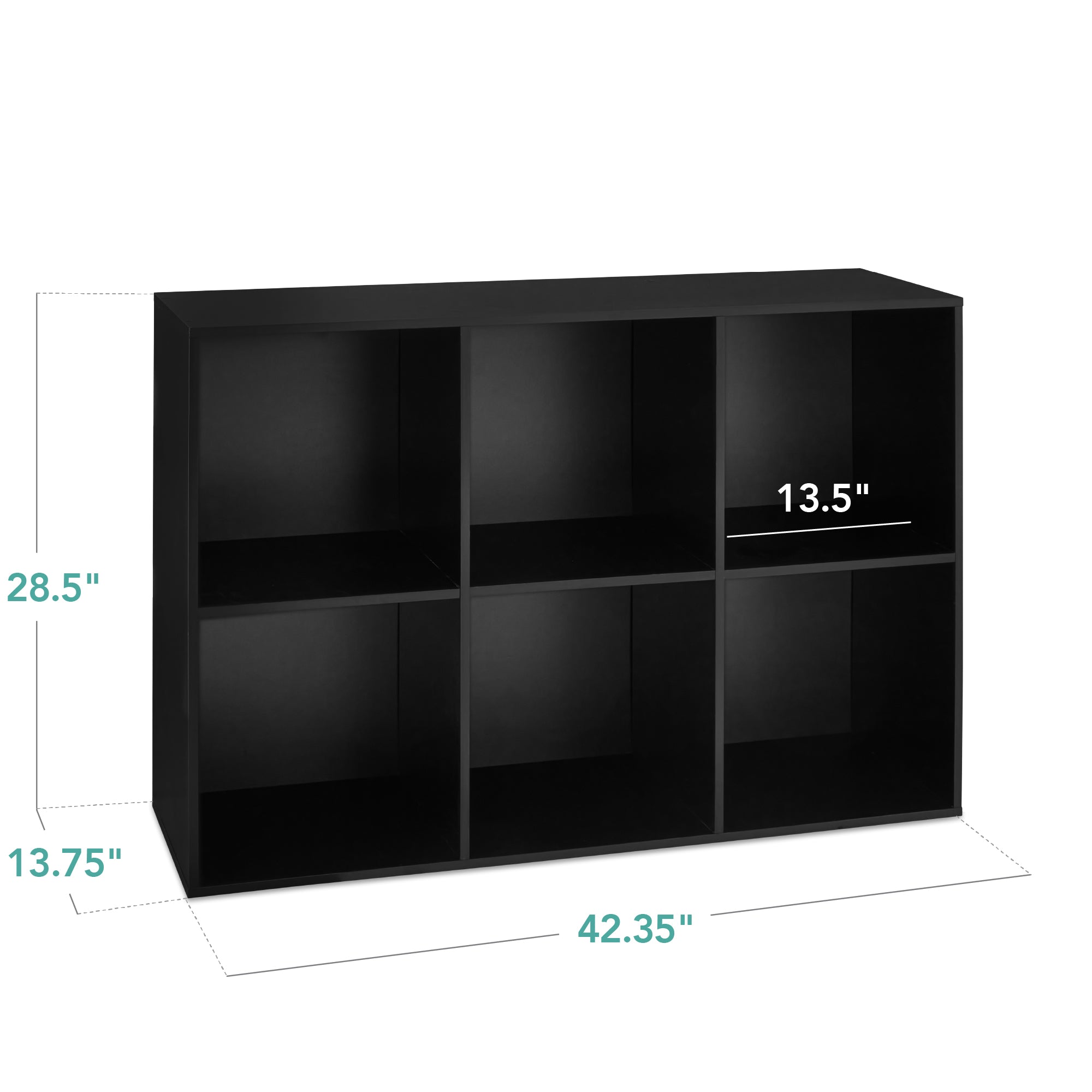 6-Cube Bookshelf, 13.5in Storage Display w/ Removable Panels, Customizable - Image 17