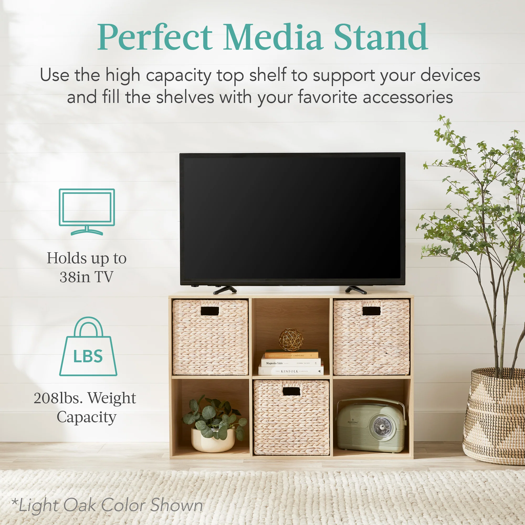 6-Cube Bookshelf, 13.5in Storage Display w/ Removable Panels, Customizable - Image 5