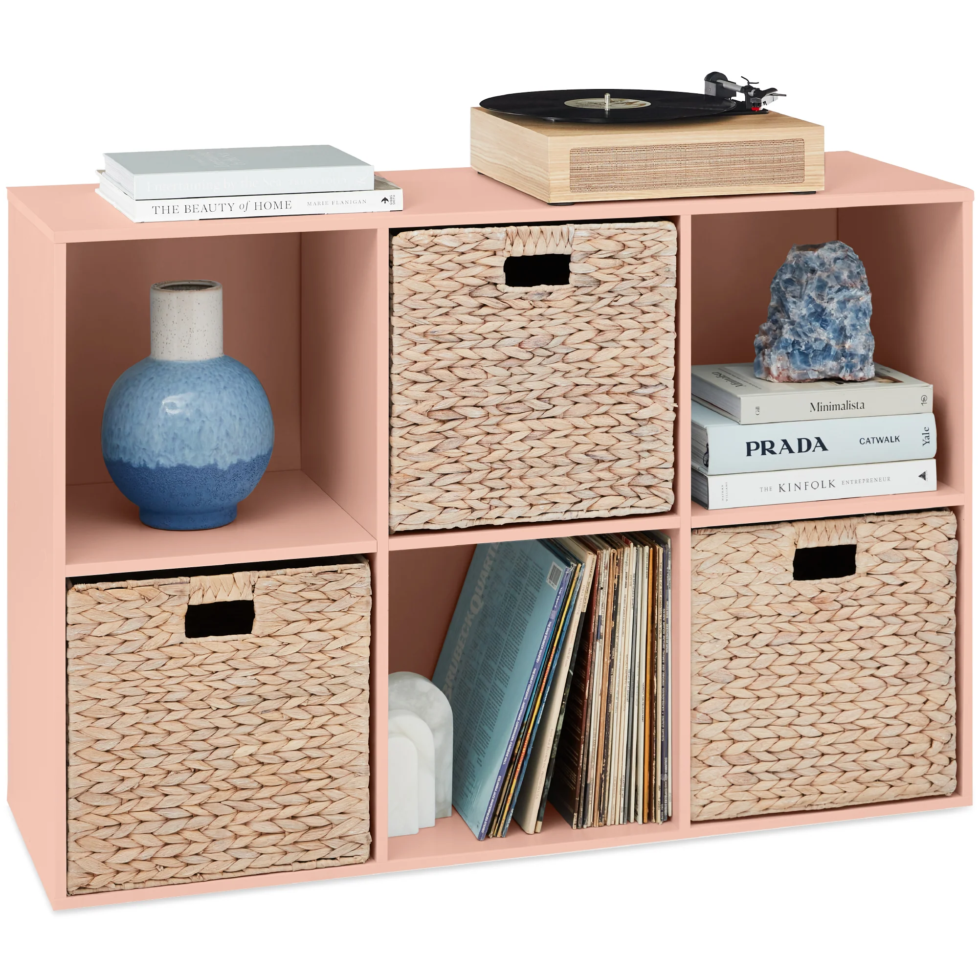 6-Cube Bookshelf, 13.5in Storage Display w/ Removable Panels, Customizable - Image 55