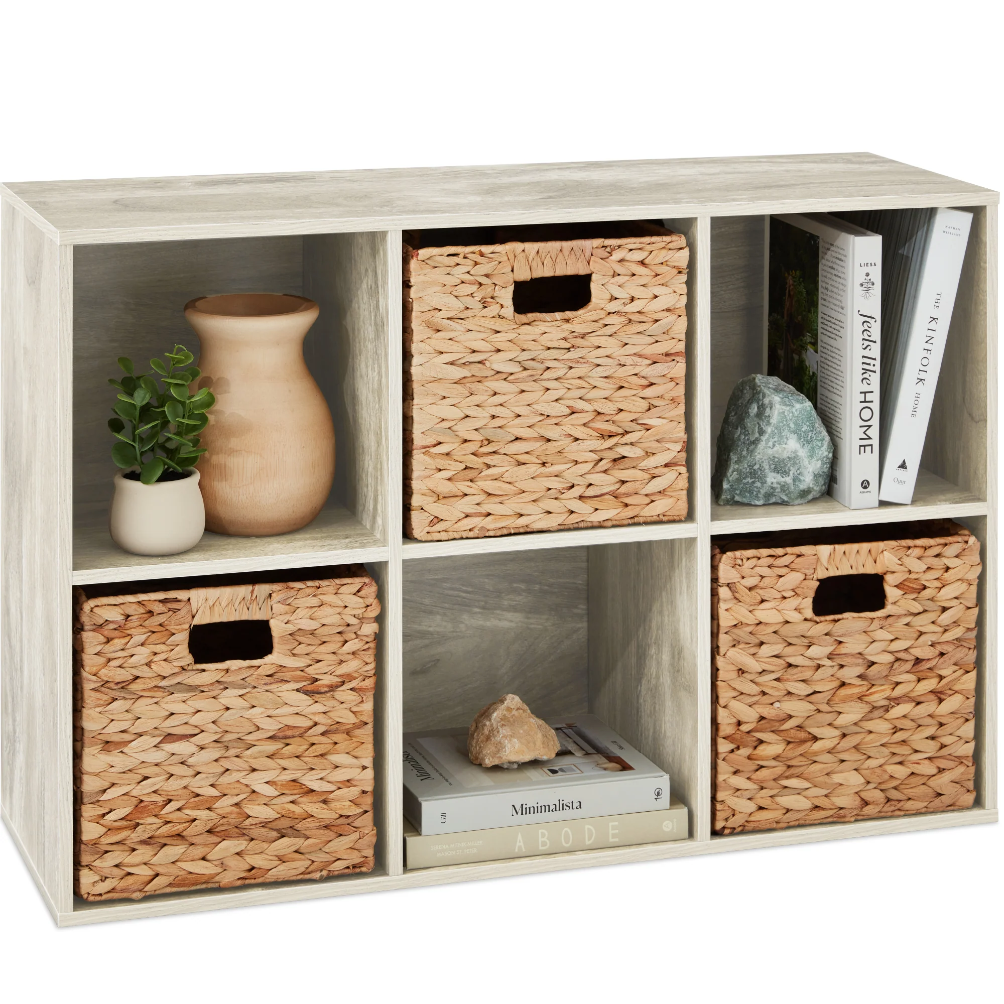 6-Cube Bookshelf, 13.5in Storage Display w/ Removable Panels, Customizable - Image 87
