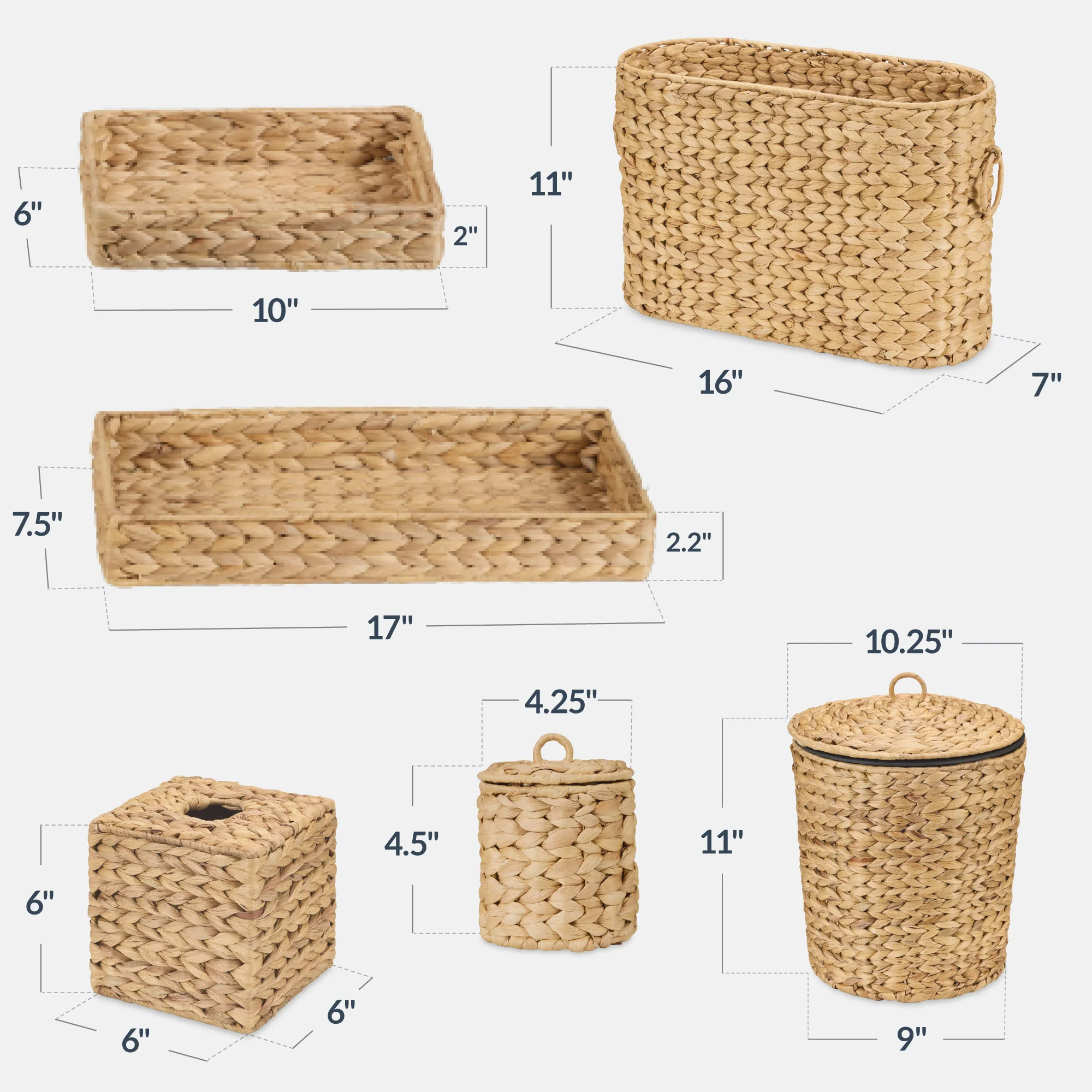 6-Piece Water Hyacinth Bathroom Set - Image 10