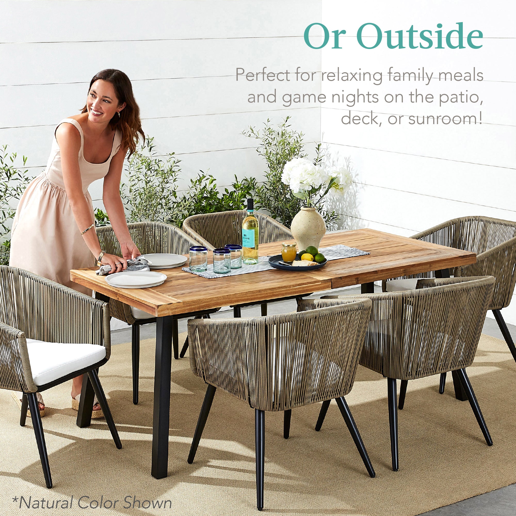 6-Person Indoor Outdoor Acacia Wood Dining Table - Image 17