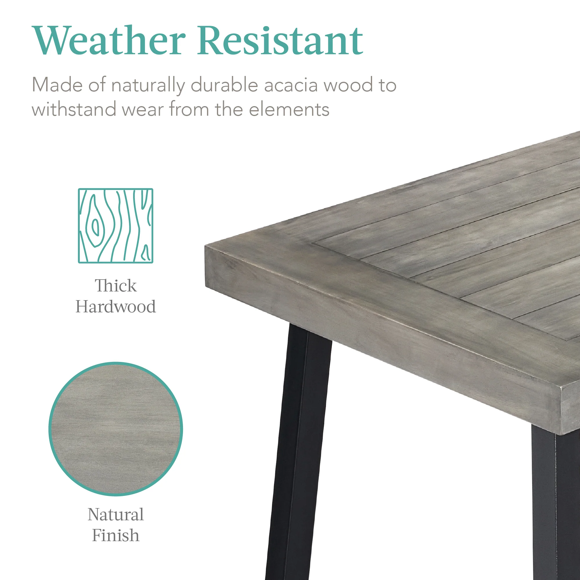 6-Person Indoor Outdoor Acacia Wood Dining Table - Image 18
