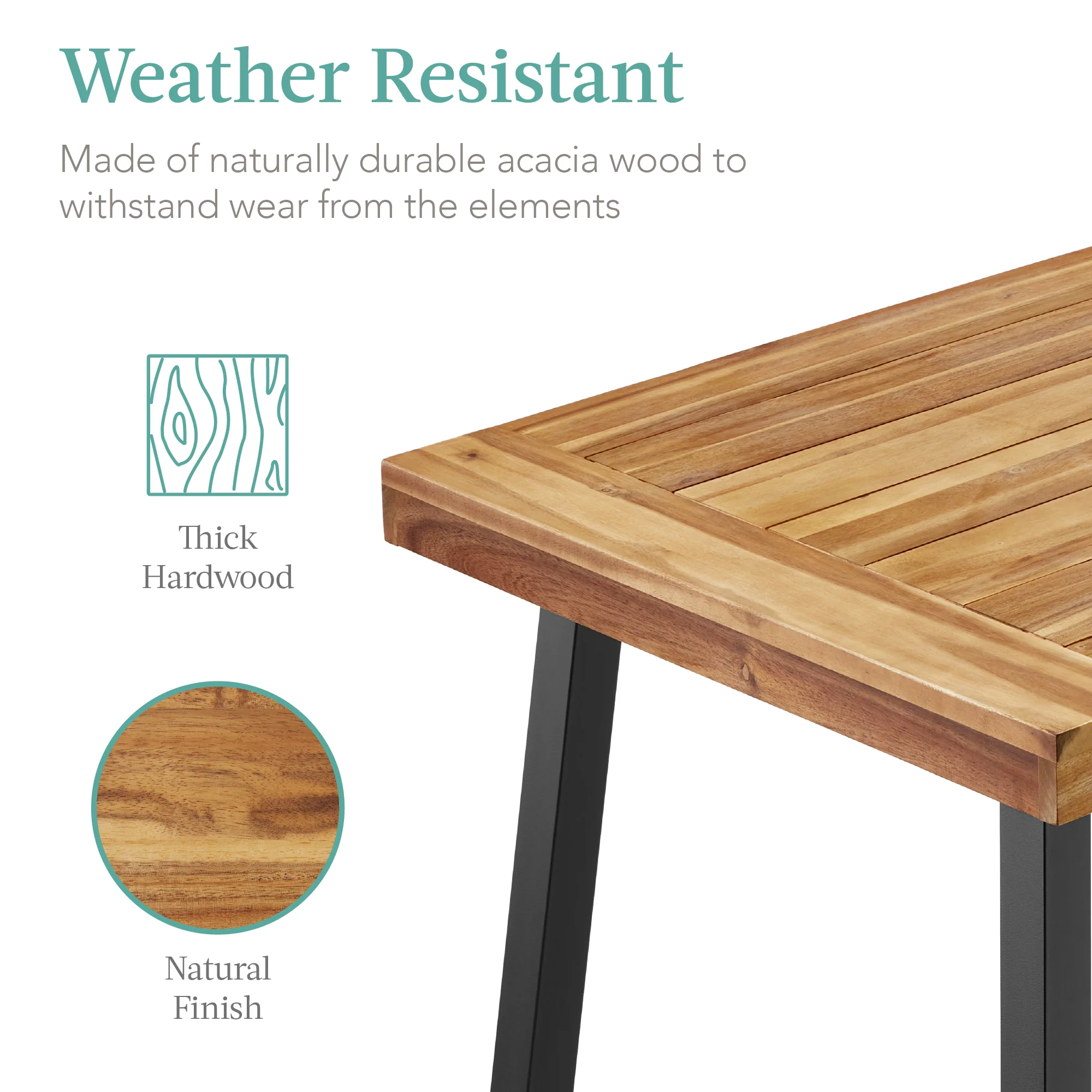 6-Person Indoor Outdoor Acacia Wood Dining Table - Image 25
