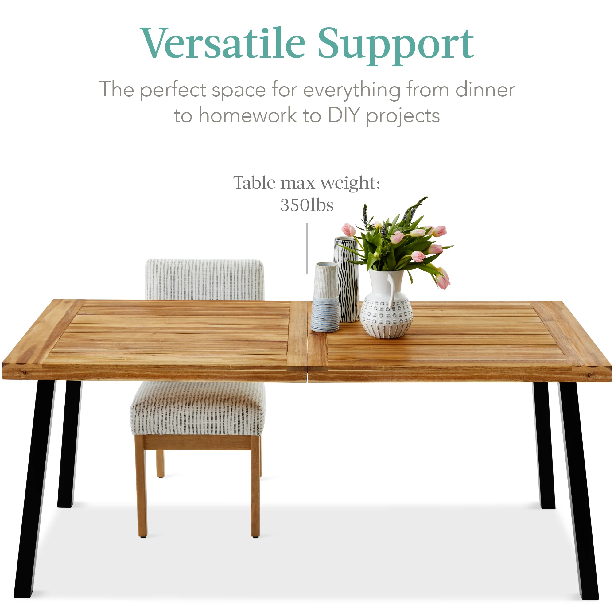 6-Person Indoor Outdoor Acacia Wood Dining Table - Image 27