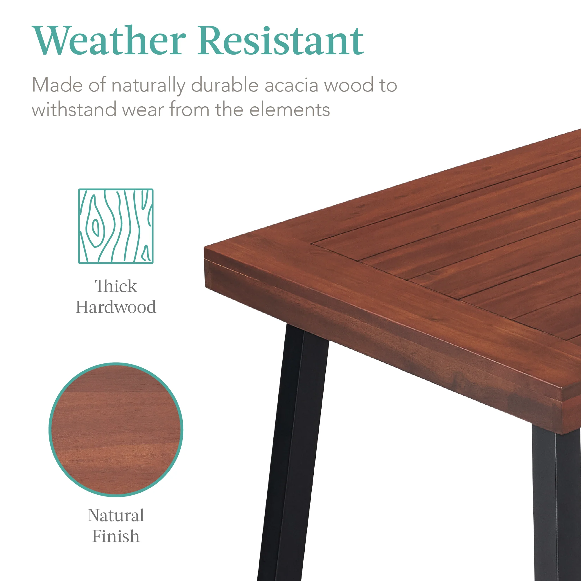 6-Person Indoor Outdoor Acacia Wood Dining Table - Image 32