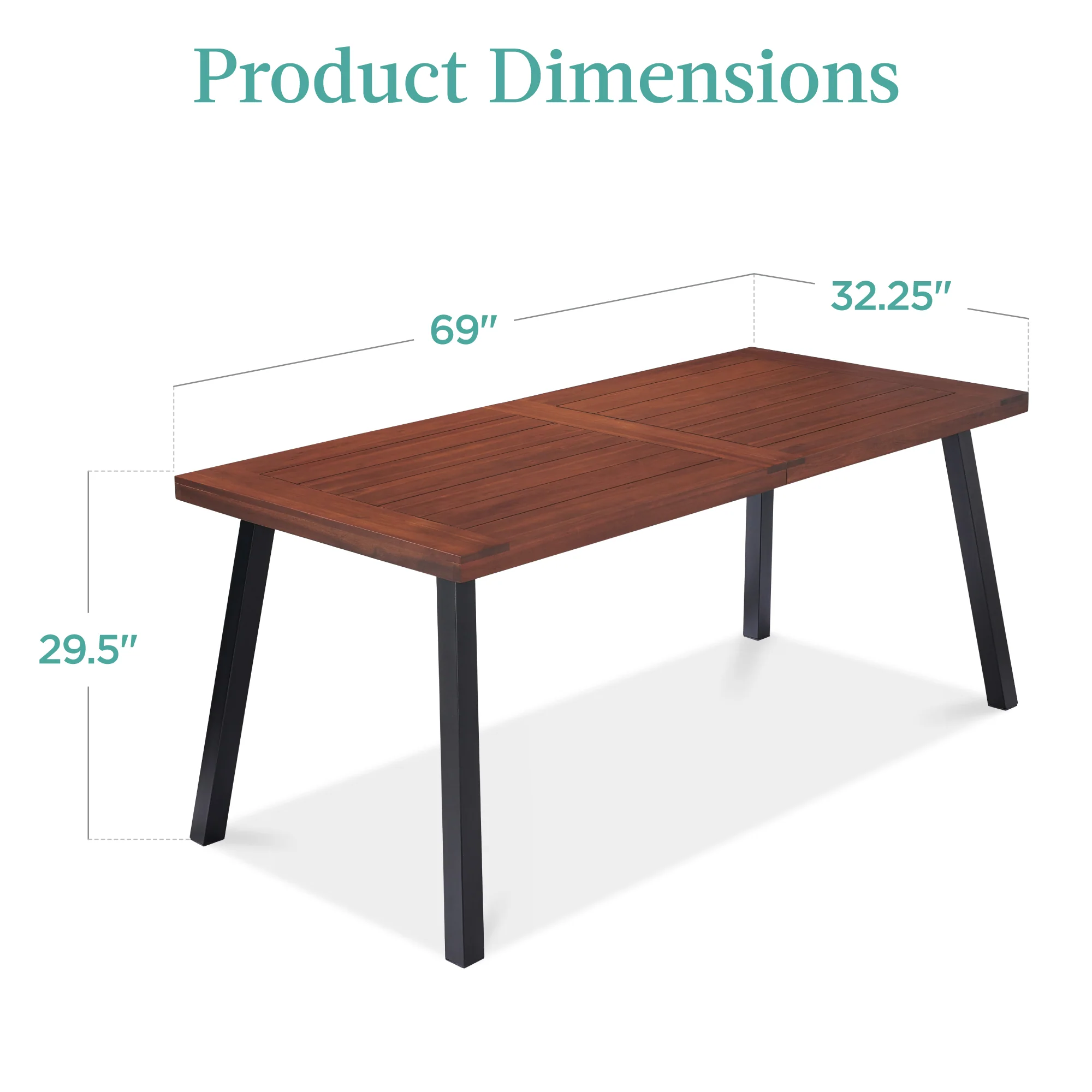 6-Person Indoor Outdoor Acacia Wood Dining Table - Image 35